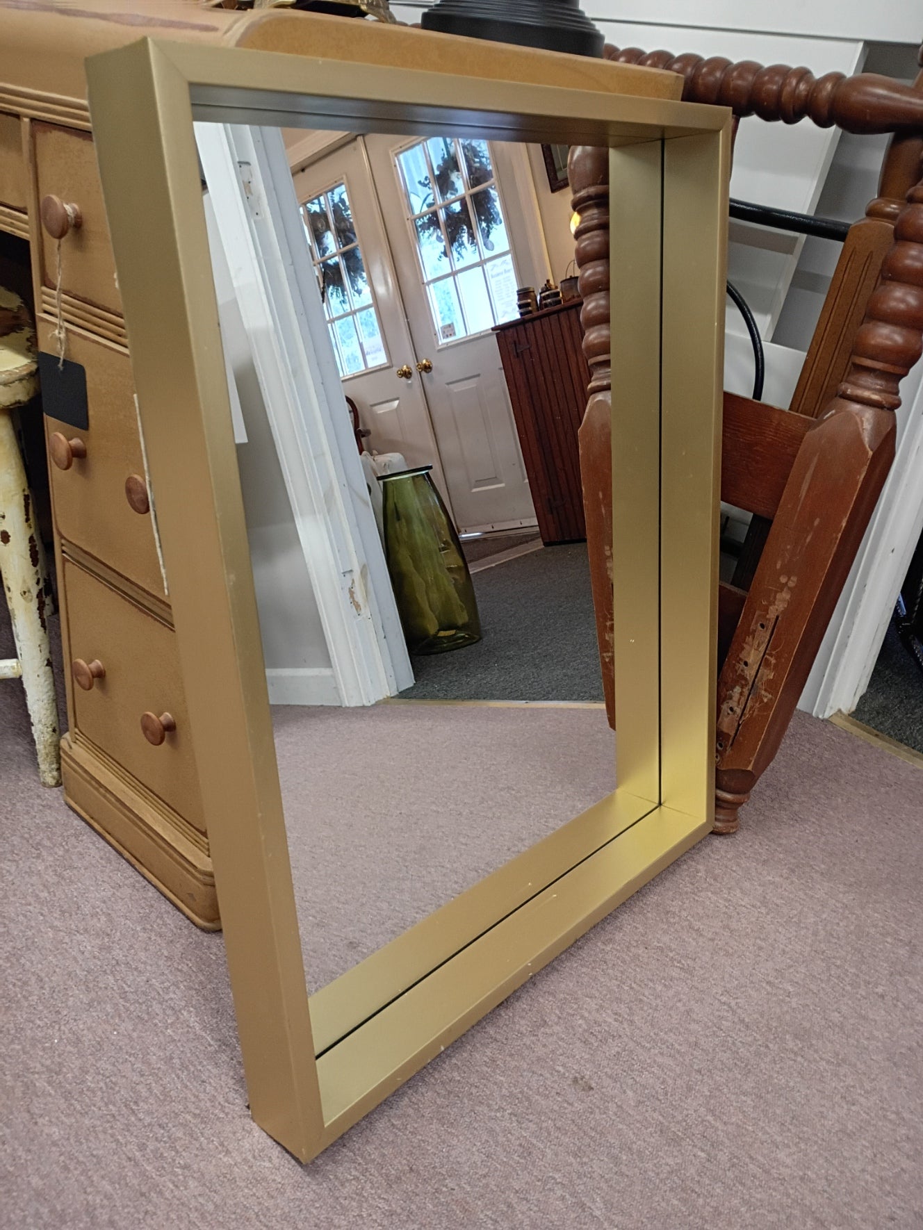 Modern, Gold Framed Mirror