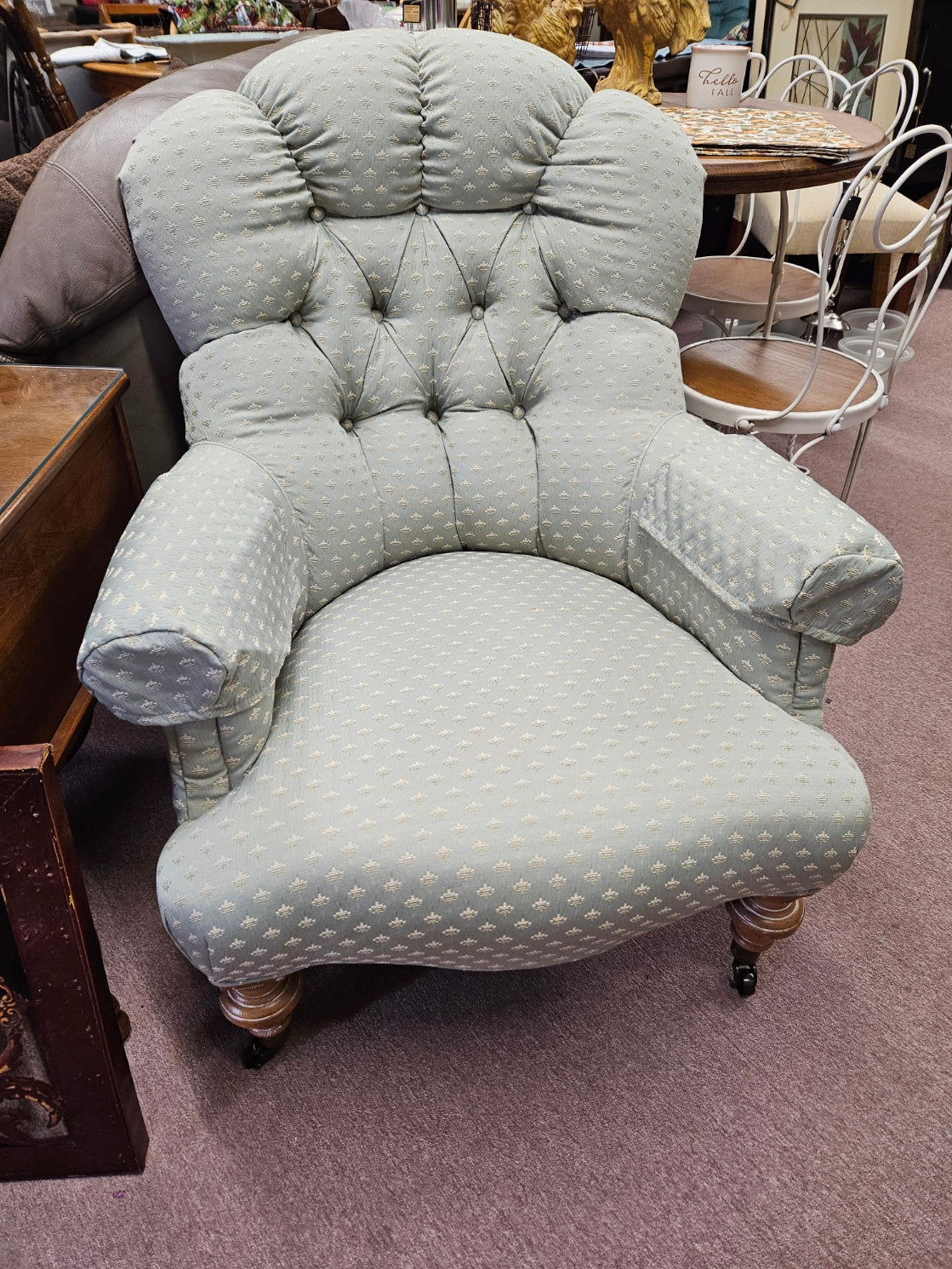 Tufted Chair on Casters