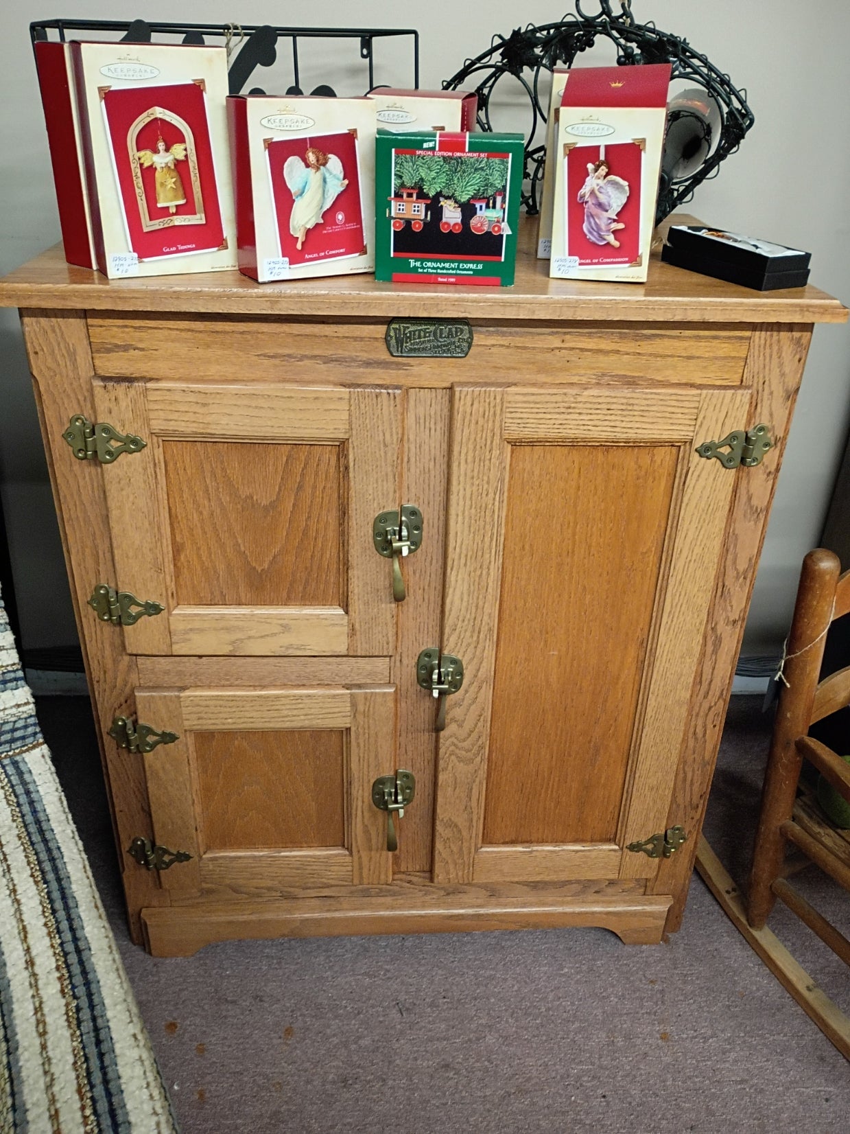 White Clad, Oak Cabinet