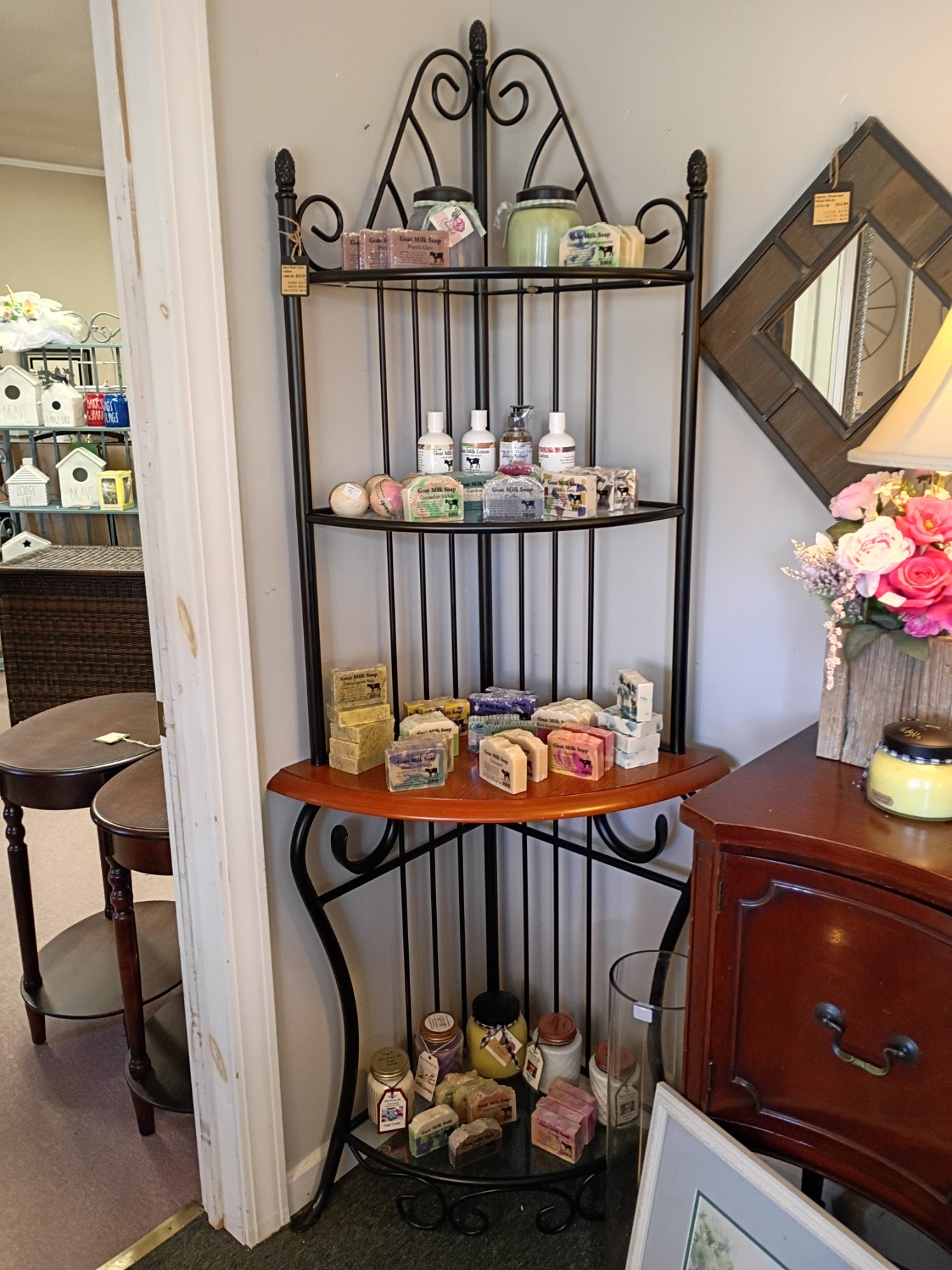 Black Metal Corner Shelving Unit