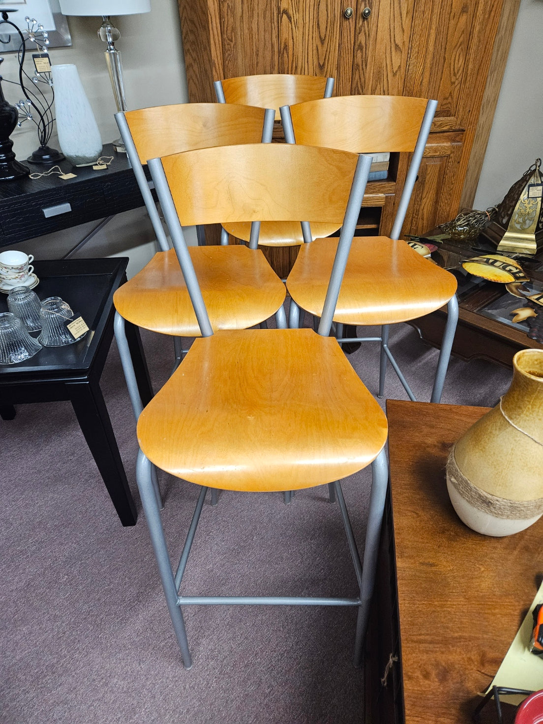 Pair of Wood and Metal Bar Stools