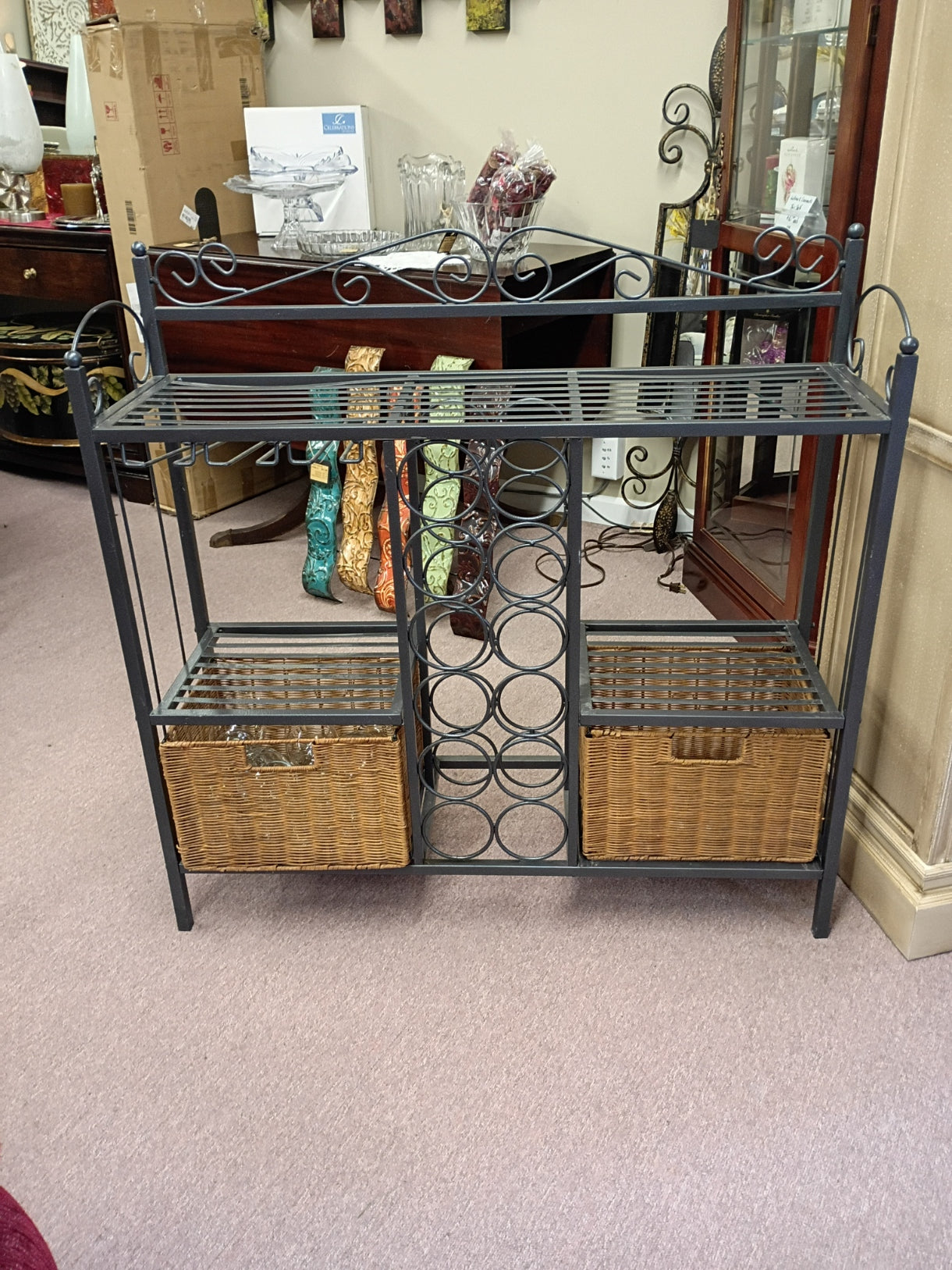 Wine Rack w/ Glasses and Baskets