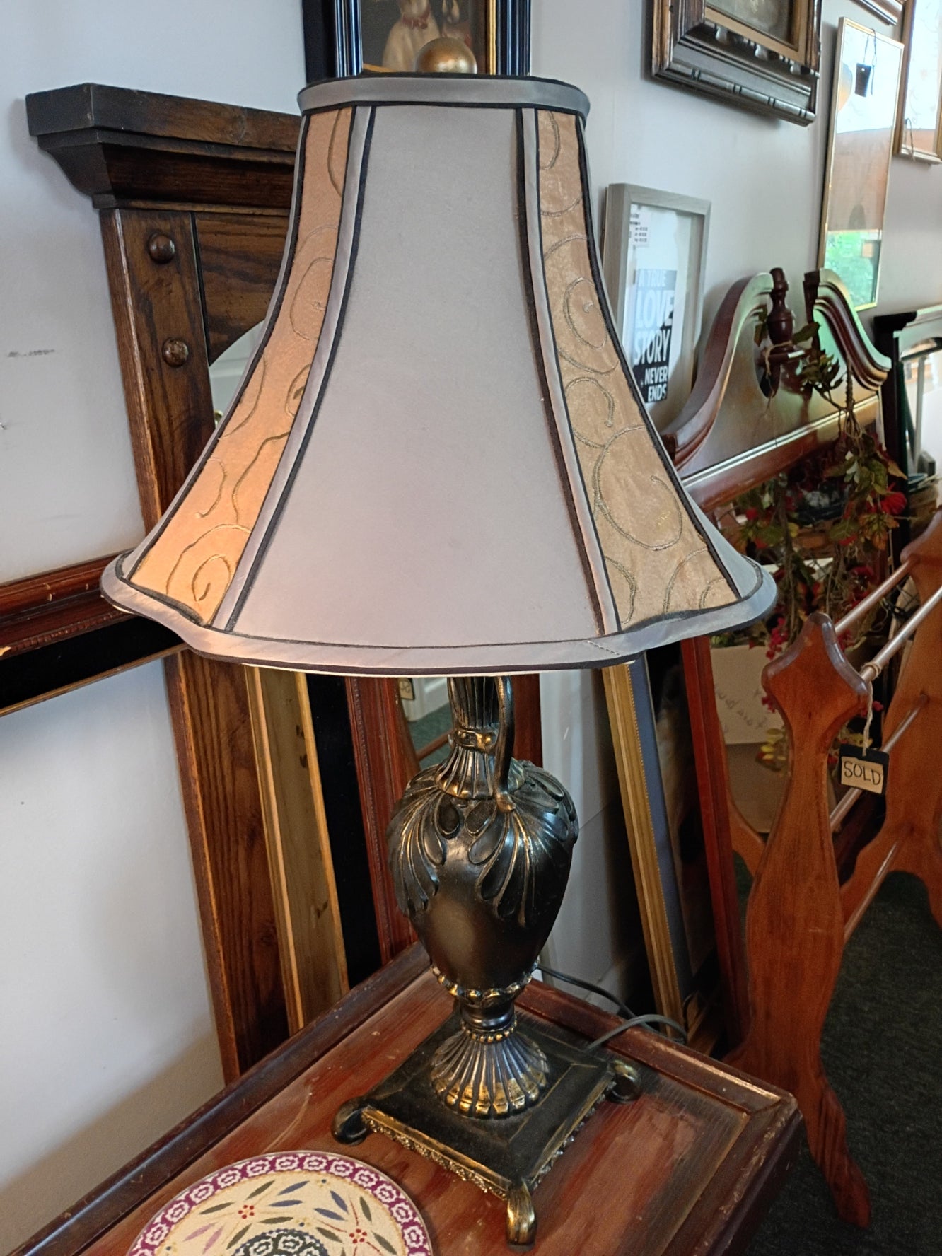 Antique Broze Lamp w/ Shade