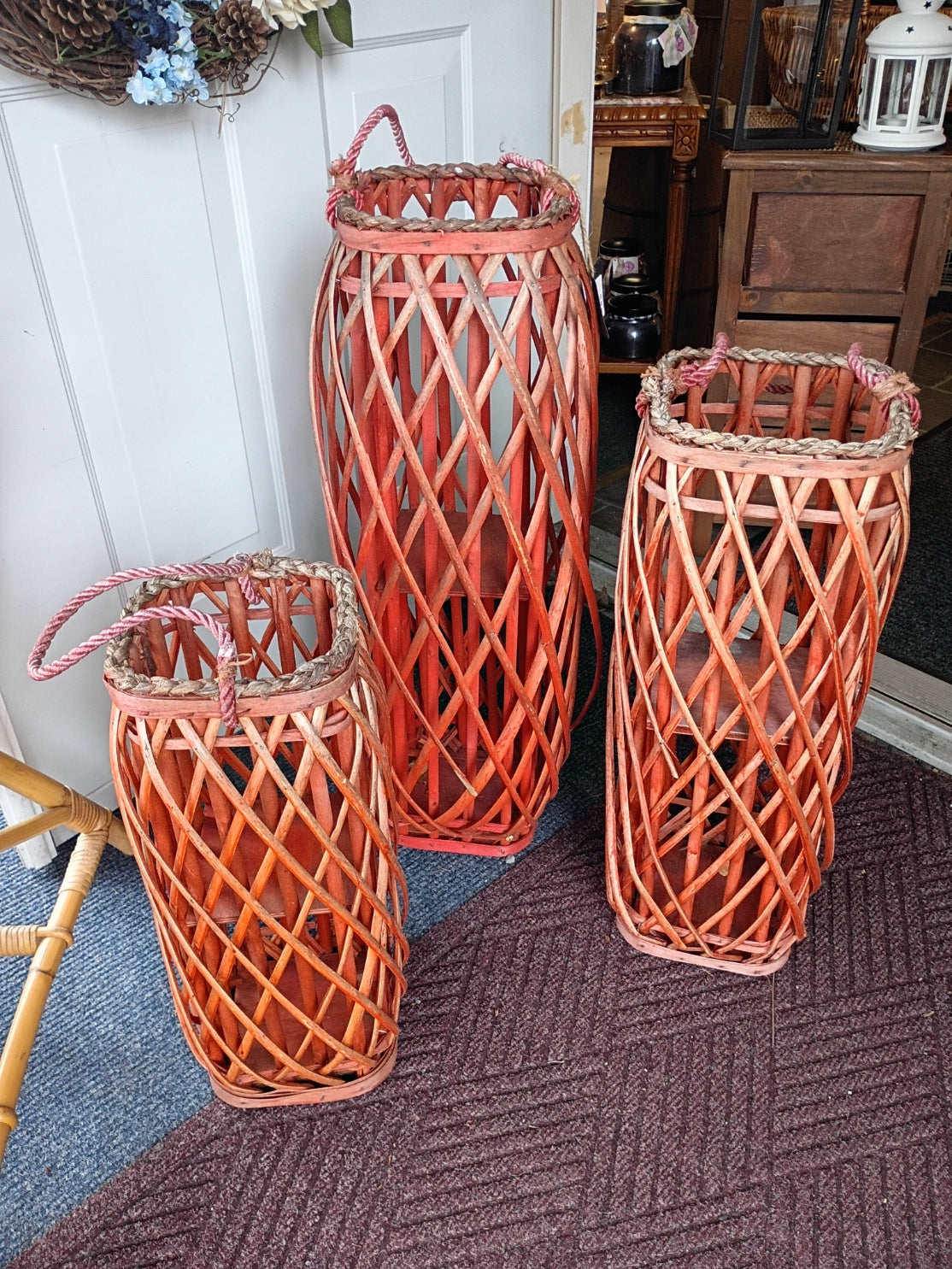 Set of 3 Wicker Lanterns