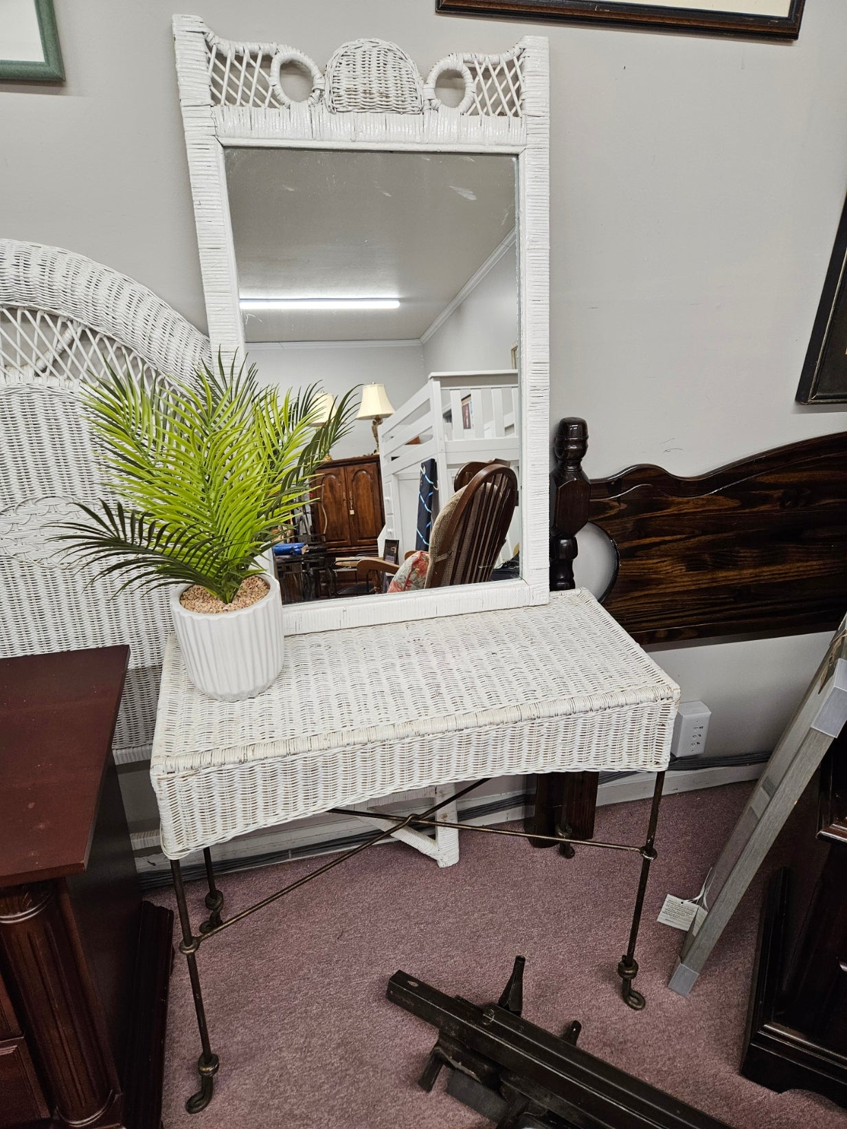 Wicker Vanity w/ Mirror