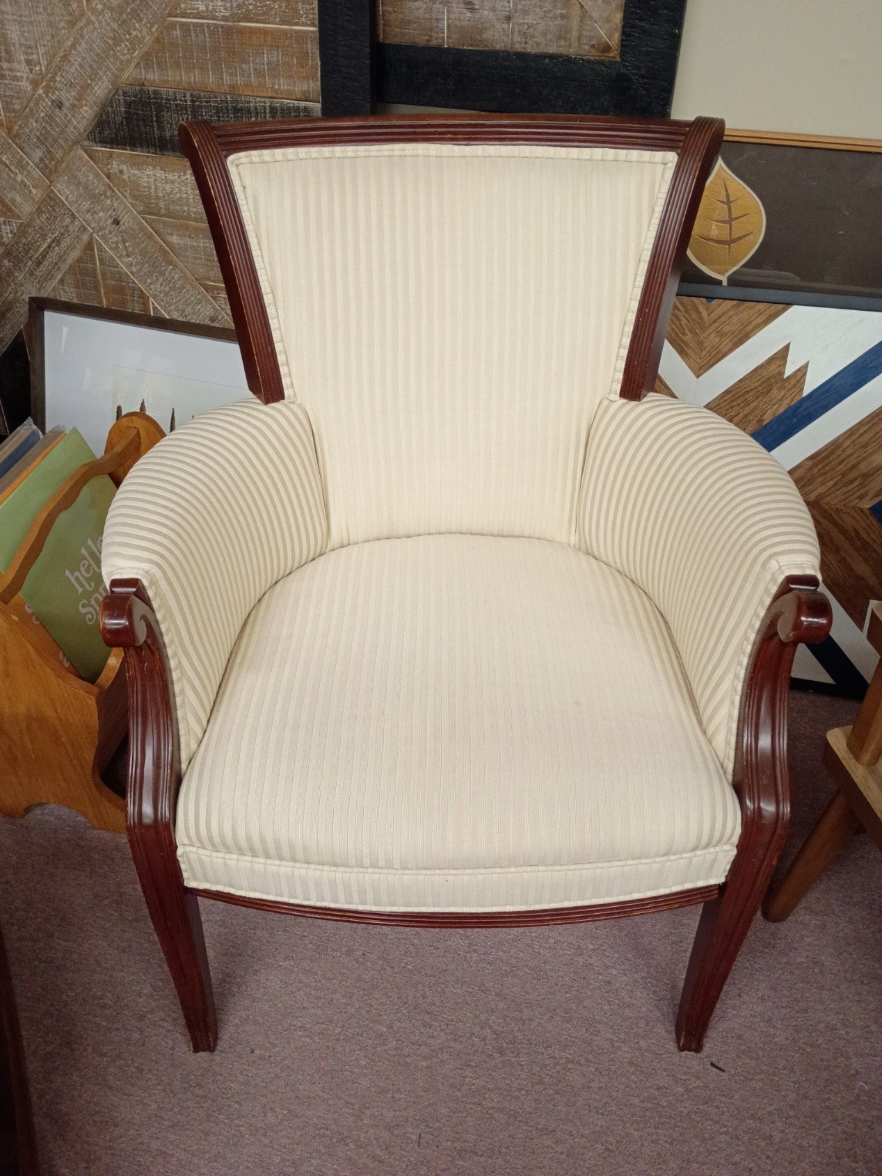 White Upholstered Parlor Chair