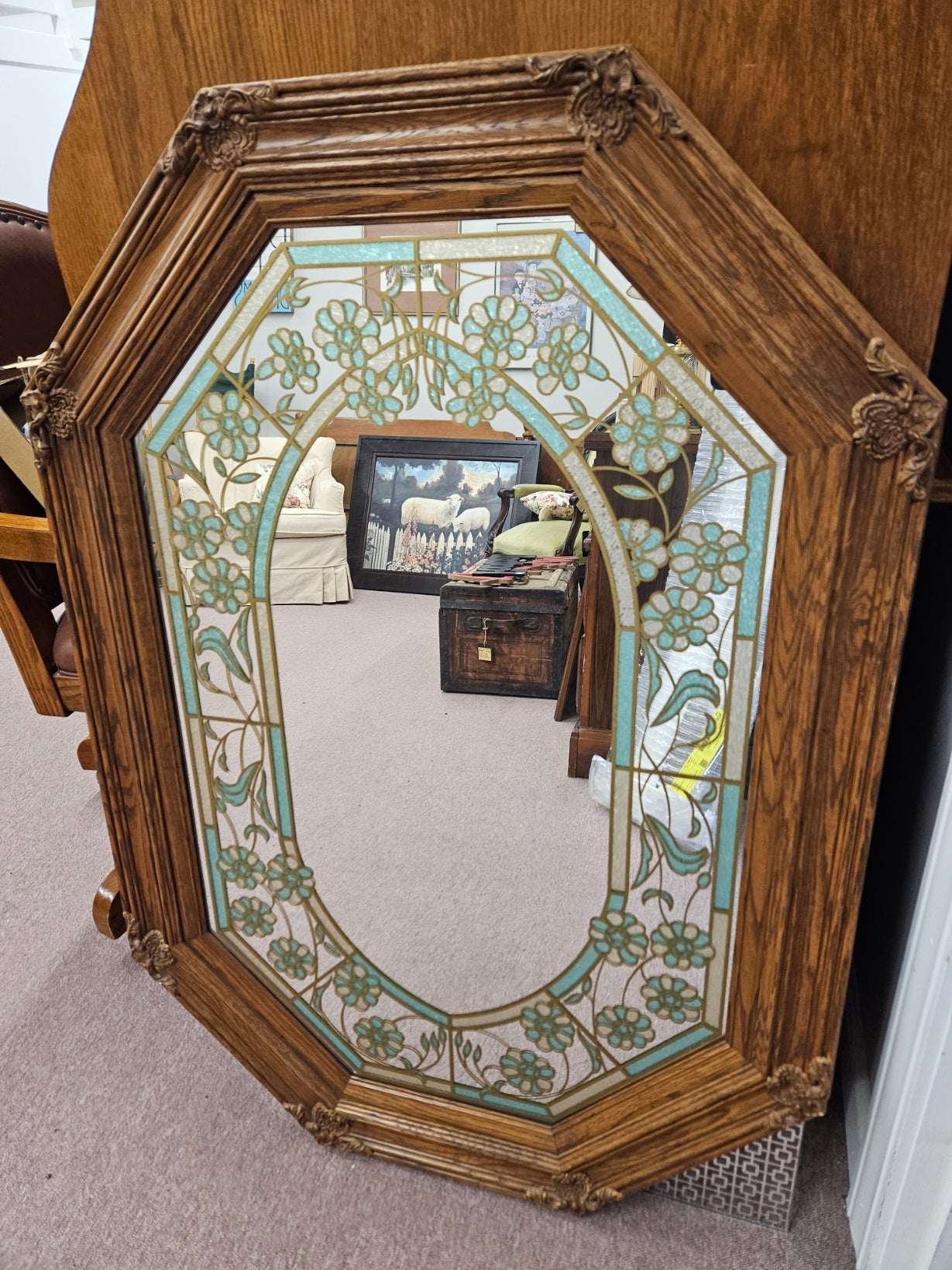 Oak Framed, Octogon Mirror