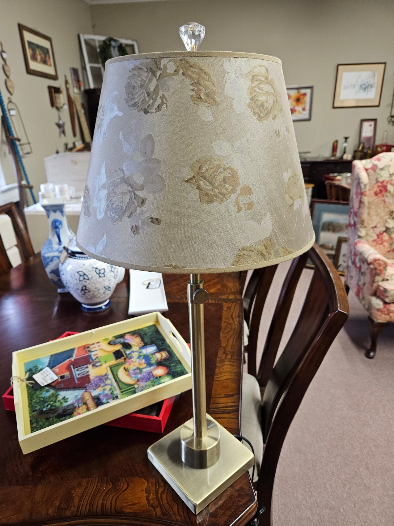 Adjustable Brass Lamp w/ Shade