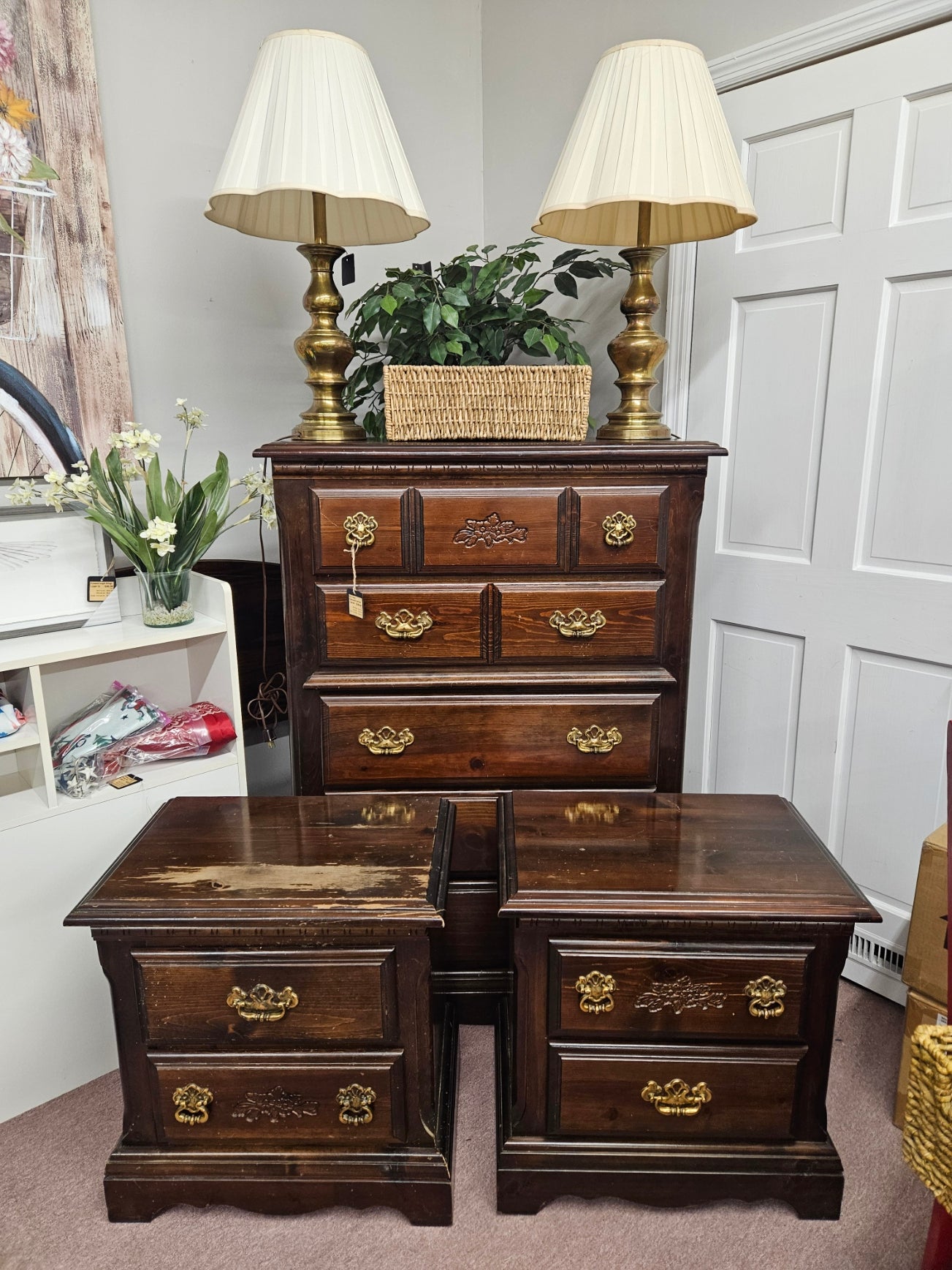 Pine Chest and Single Nightstand