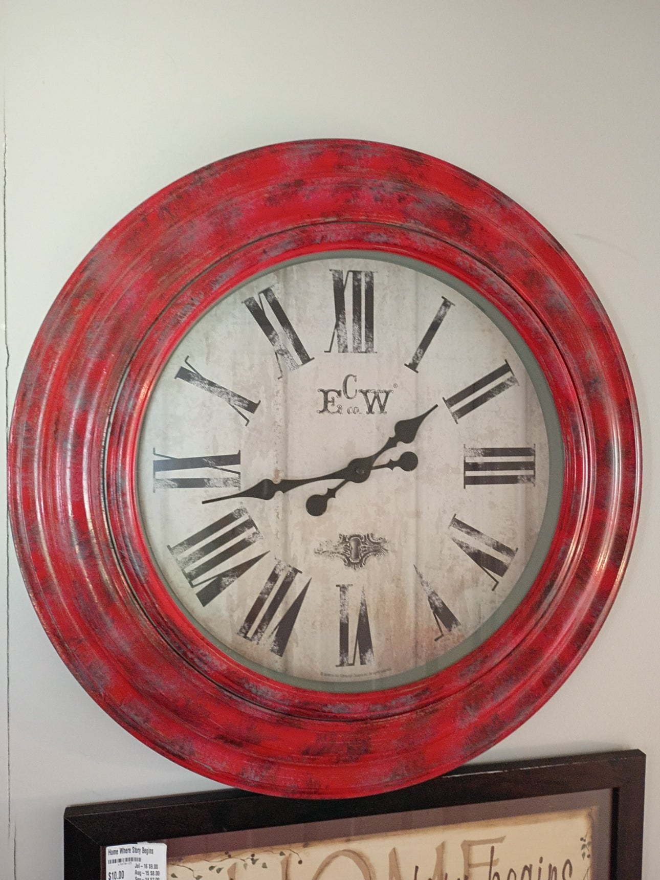 Large Red Wall Clock