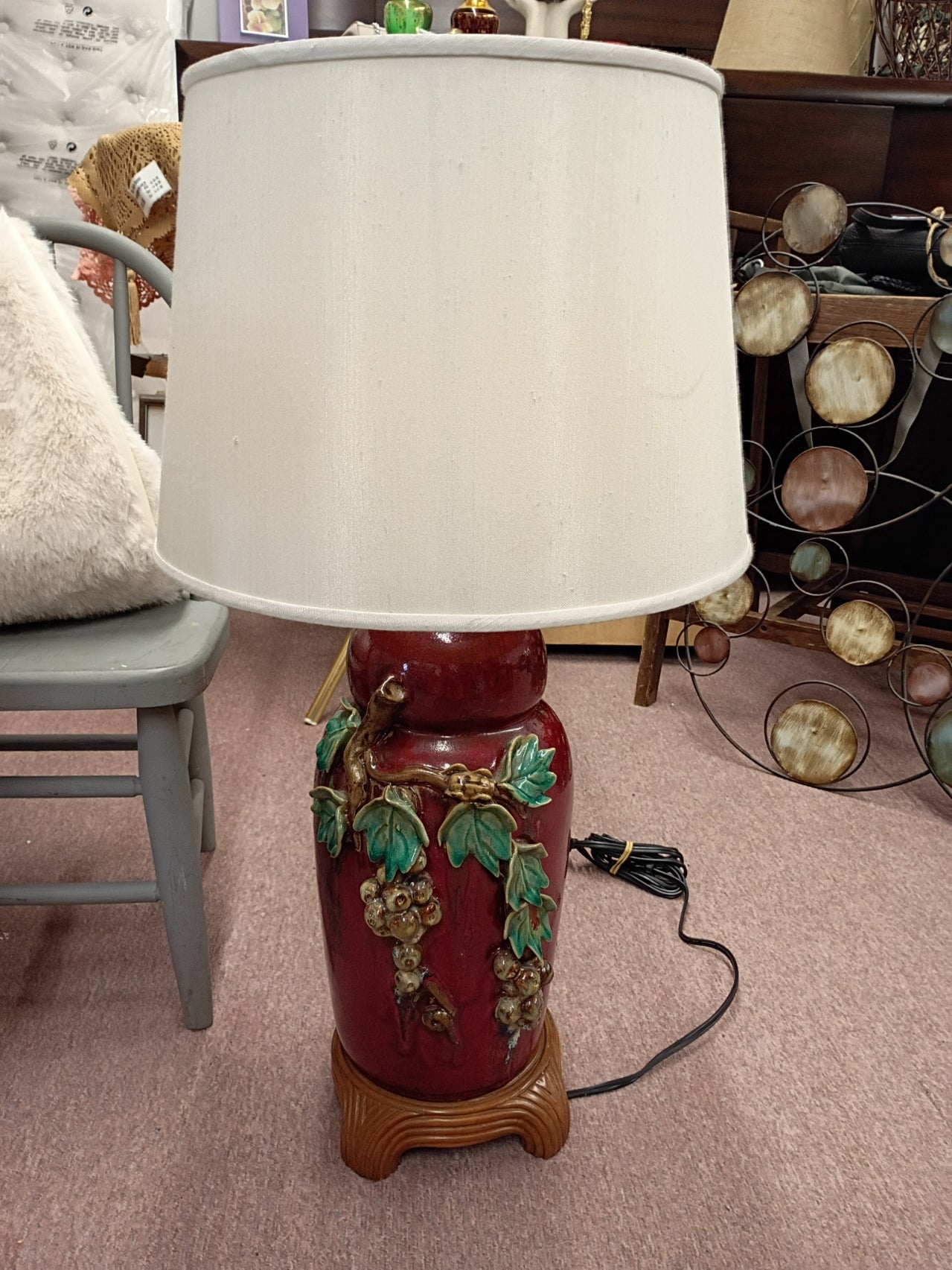 Pottery Lamp w/ Grapes
