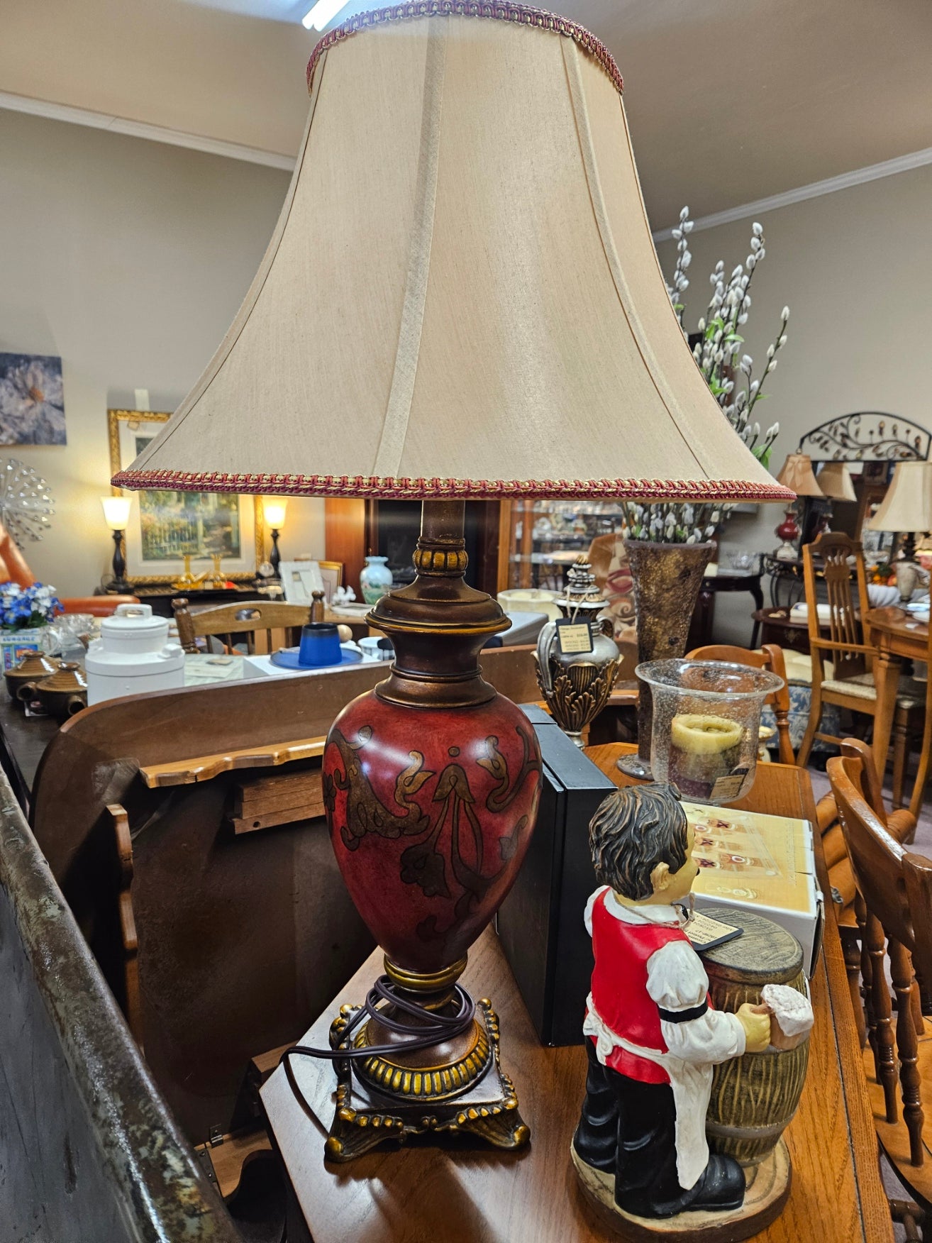 Red Table Lamp w/ Shade