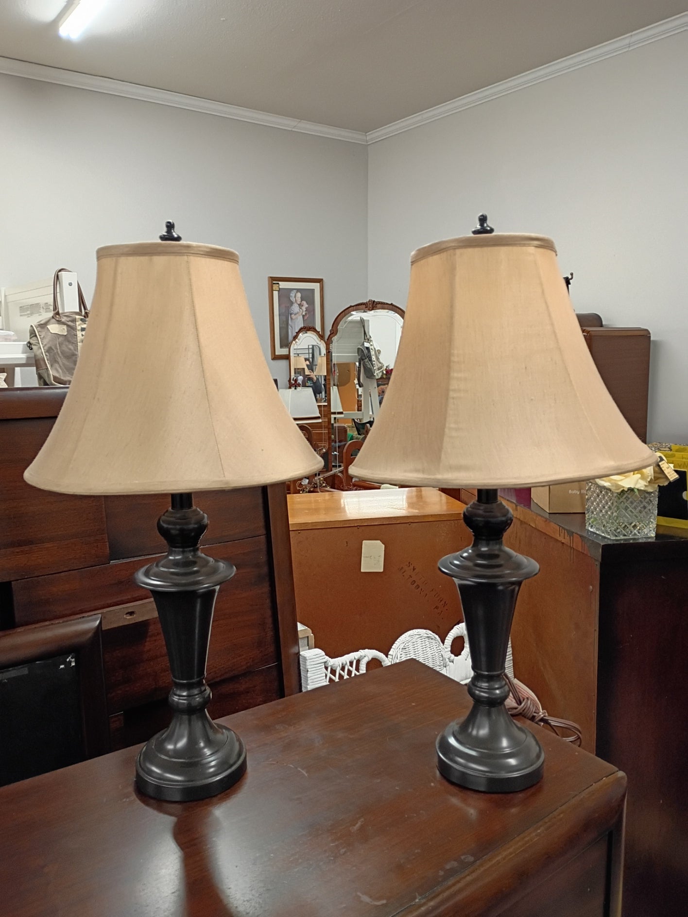Pair of Bronze Table Lamps