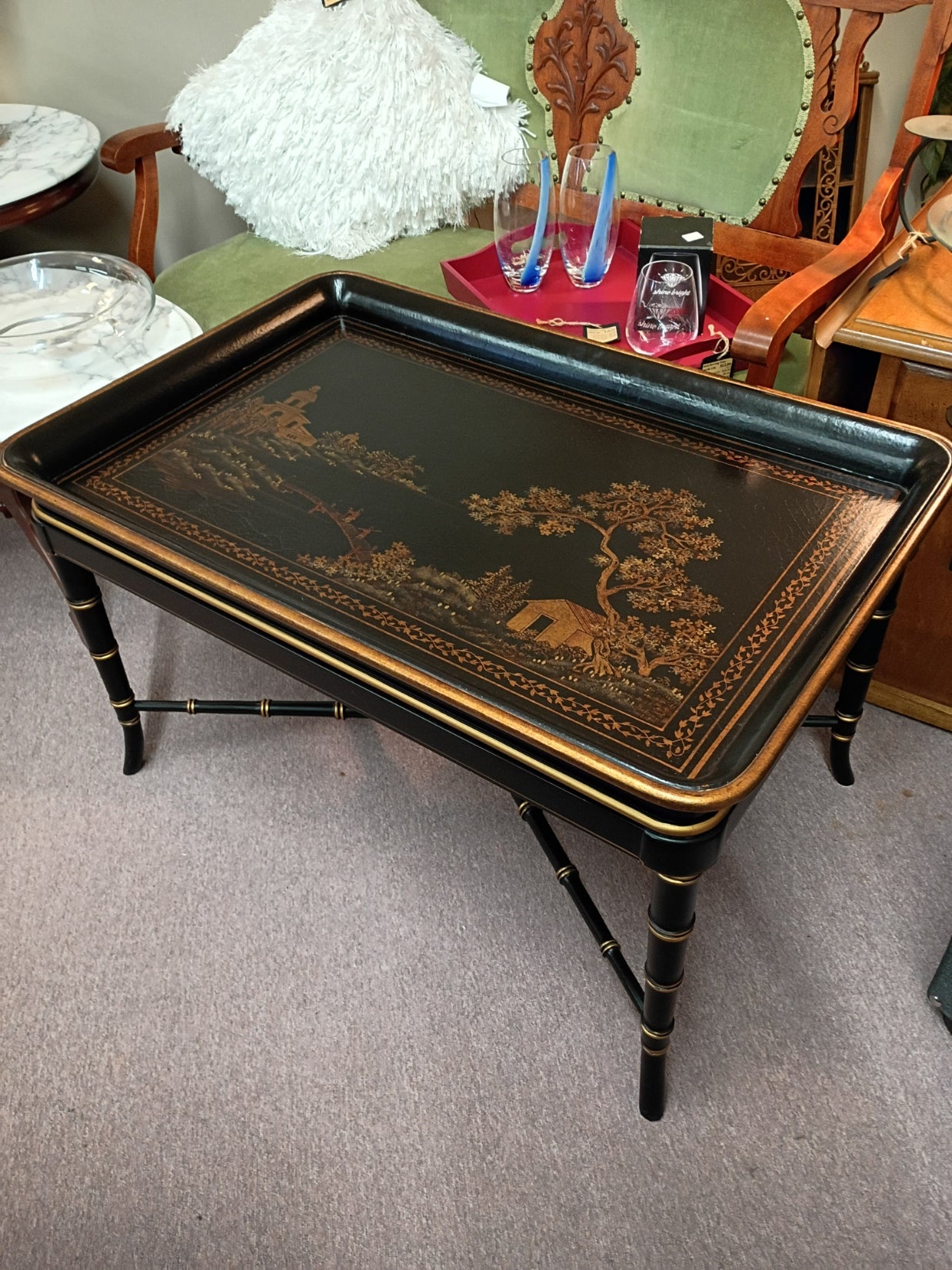 Chinoiserie Coffee Table w/ Tray Top