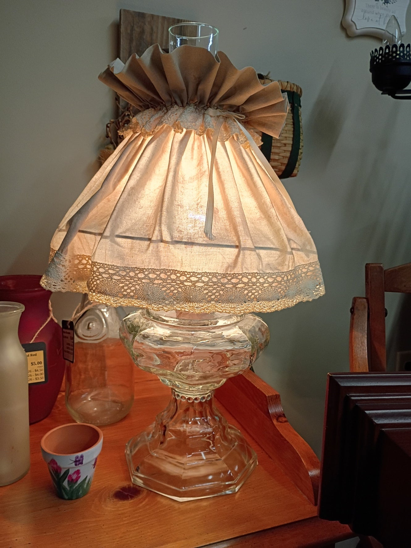 Electric Hurricane Lamp w/ Shade