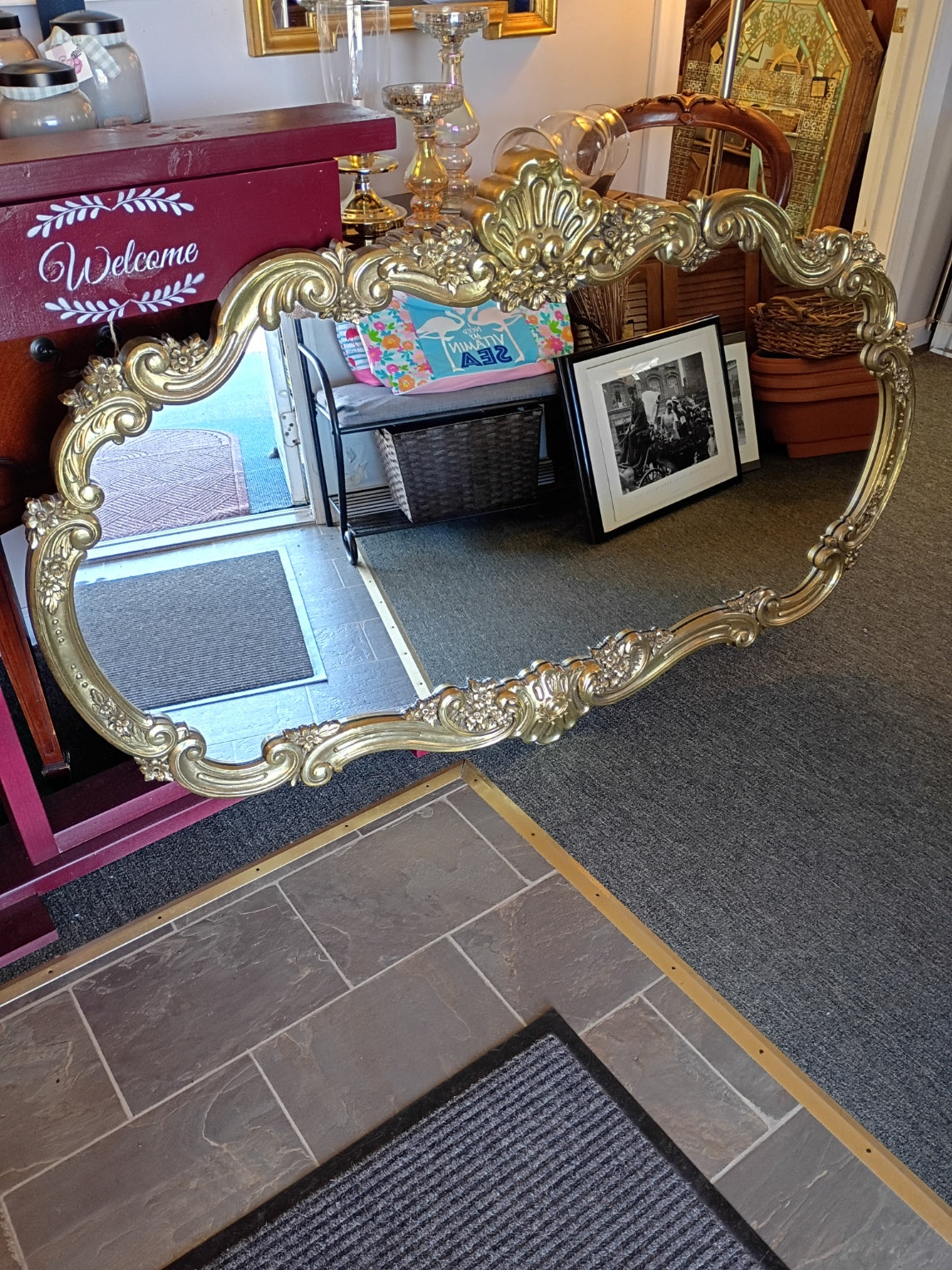 Large, Brass Oval MIrror