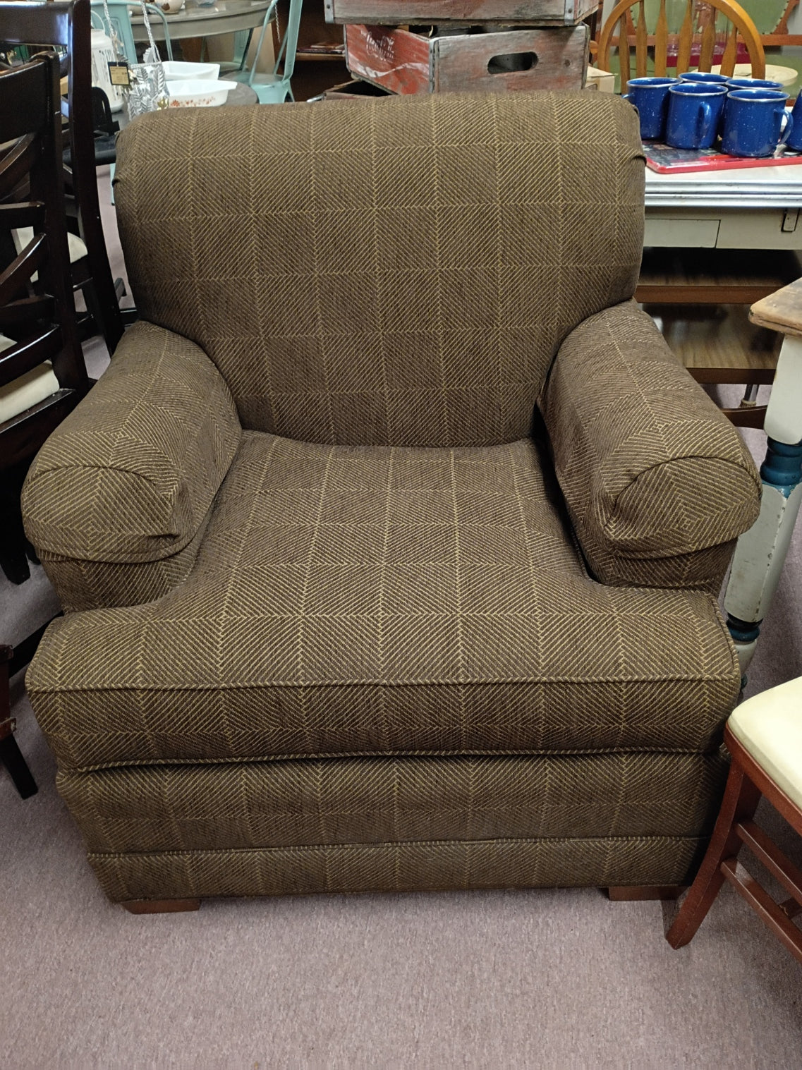 Brown Upholstered Arm Chair