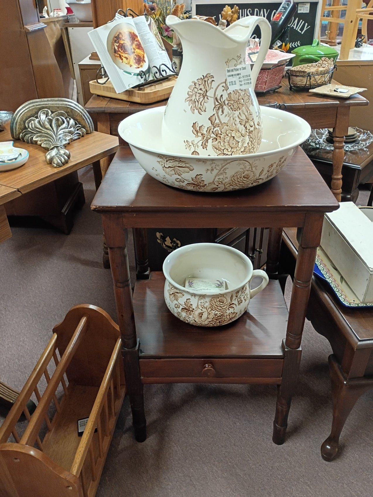 Basin and Pitcher on Stand