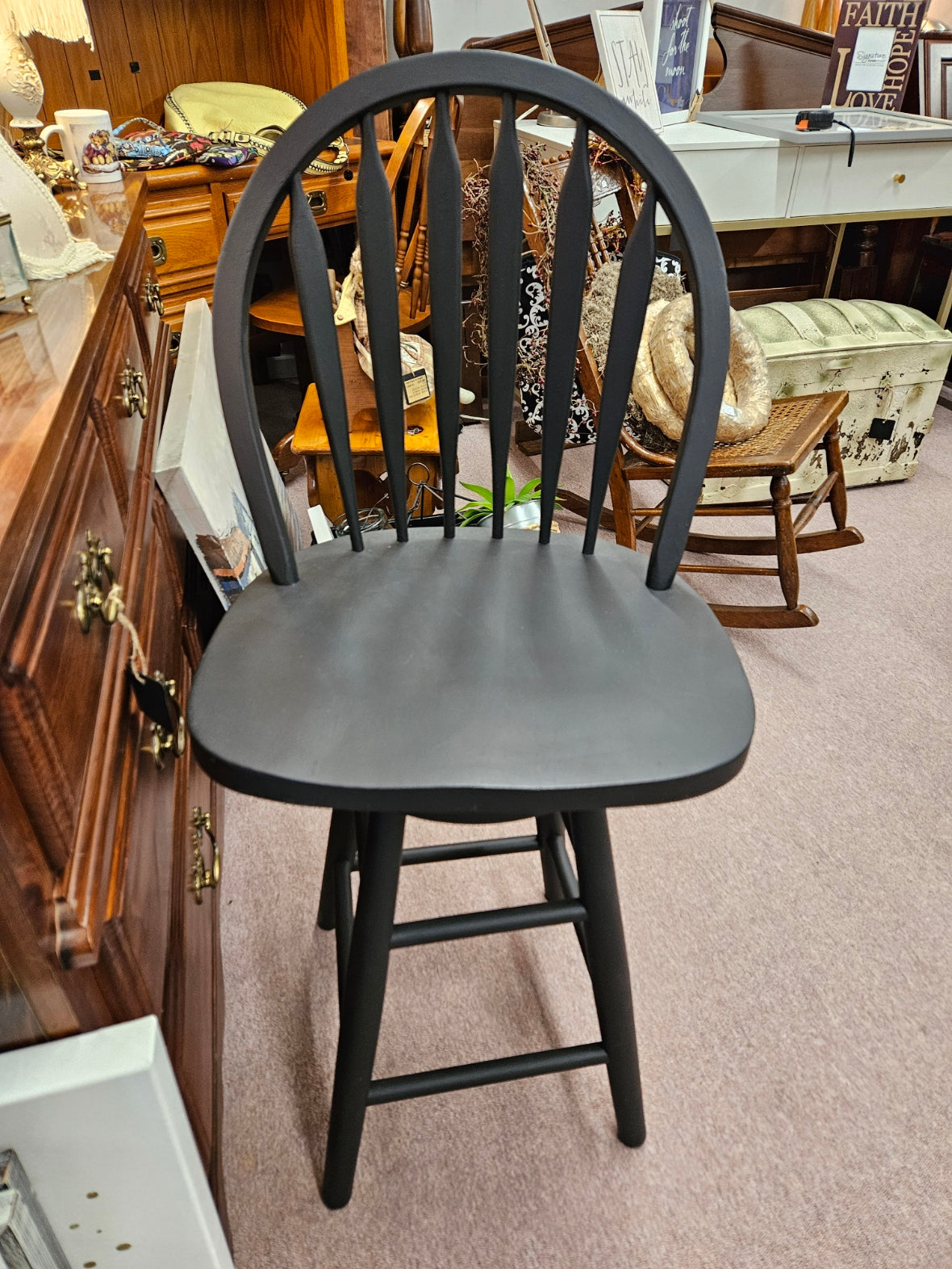 Single Black Swivel Counter Height Stool