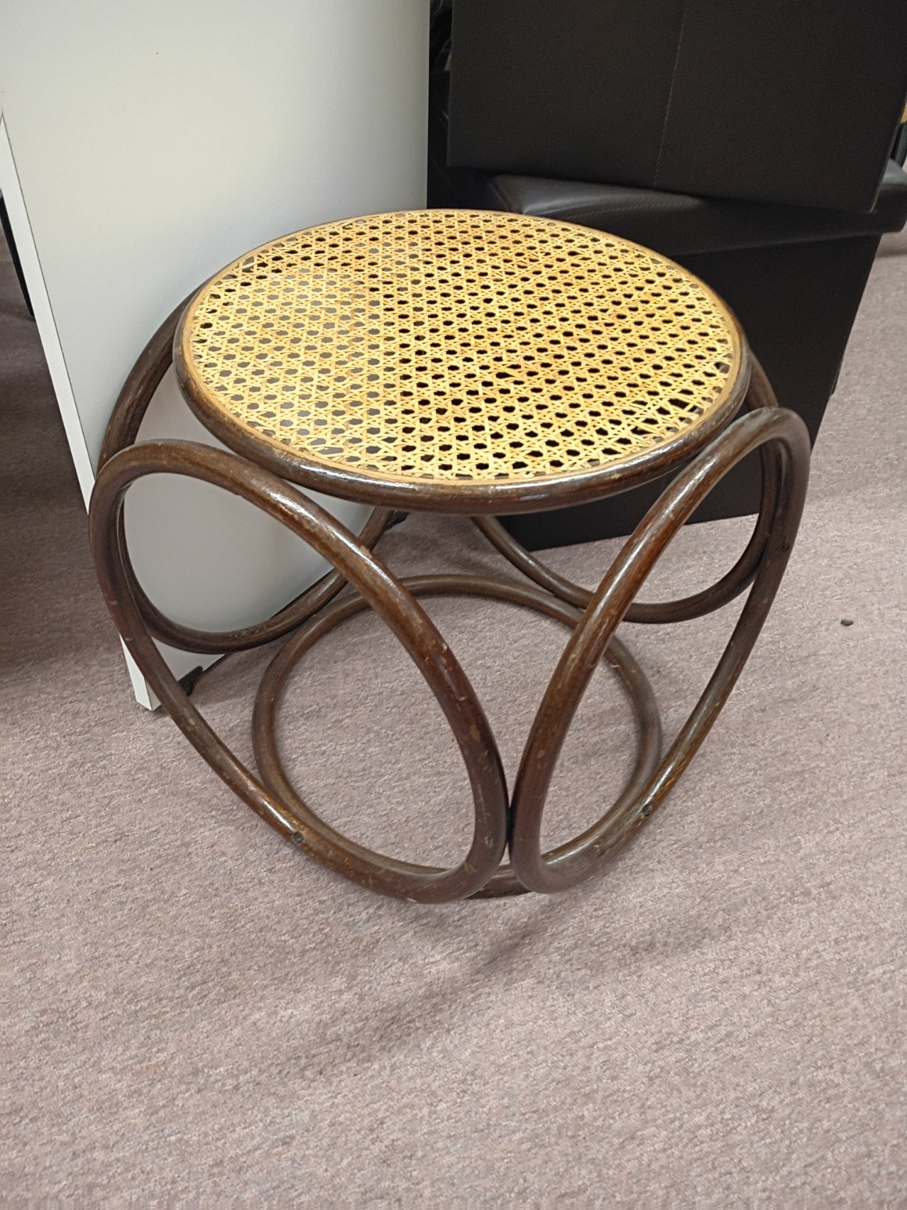 Bent Wood Ottoman w/ Cane Top