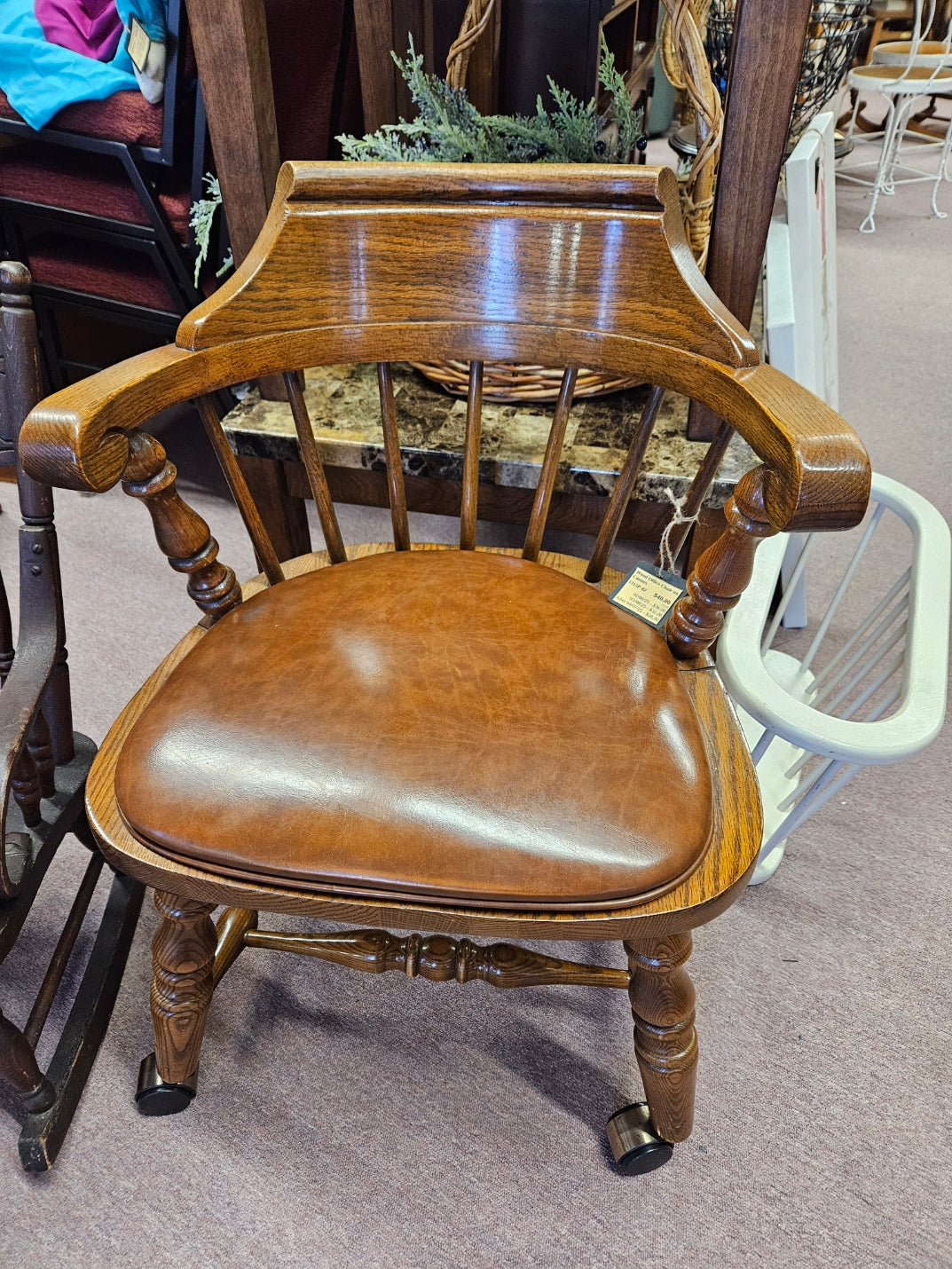 Wood Office Chair on Casters