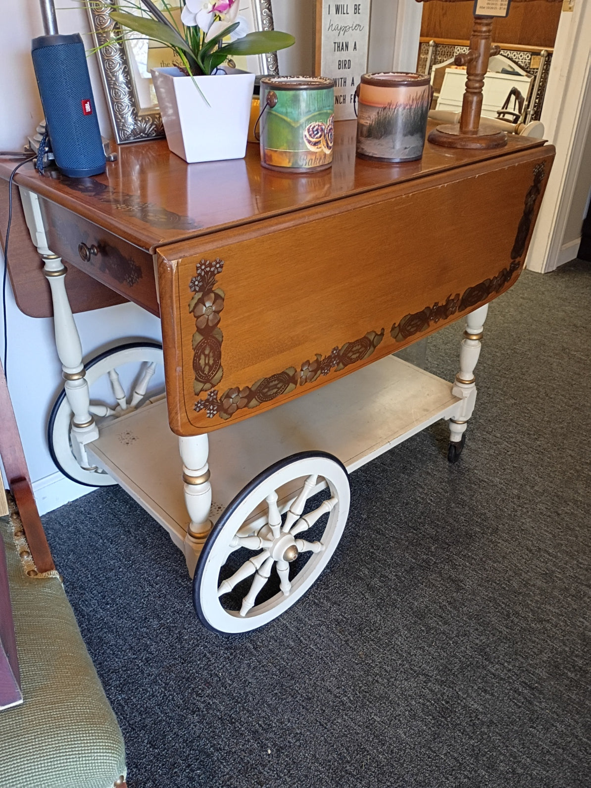 Double Drop Leaf Tea Cart