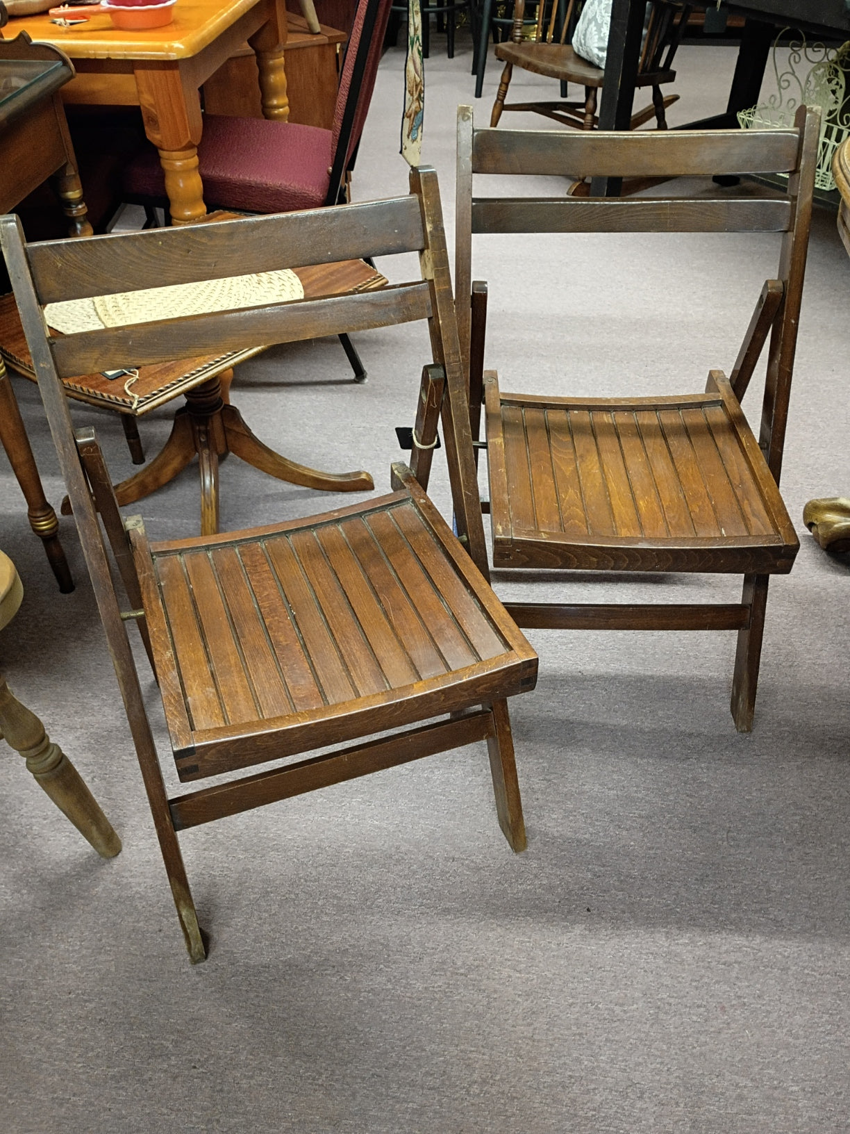 Pair of Folding Wooden Chairs