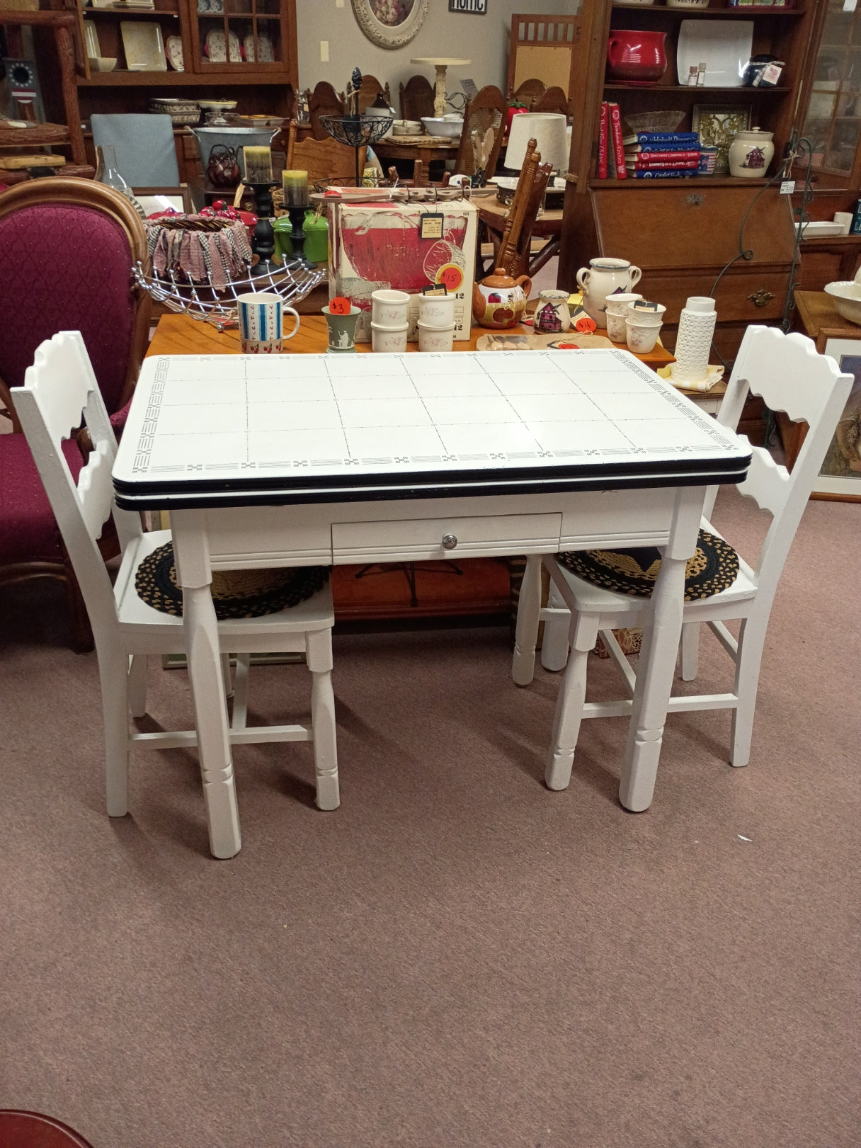 Enamel Top Table w/ 2 Chairs