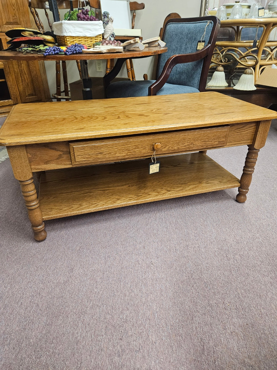 Oak Coffee Table w/ Drawer