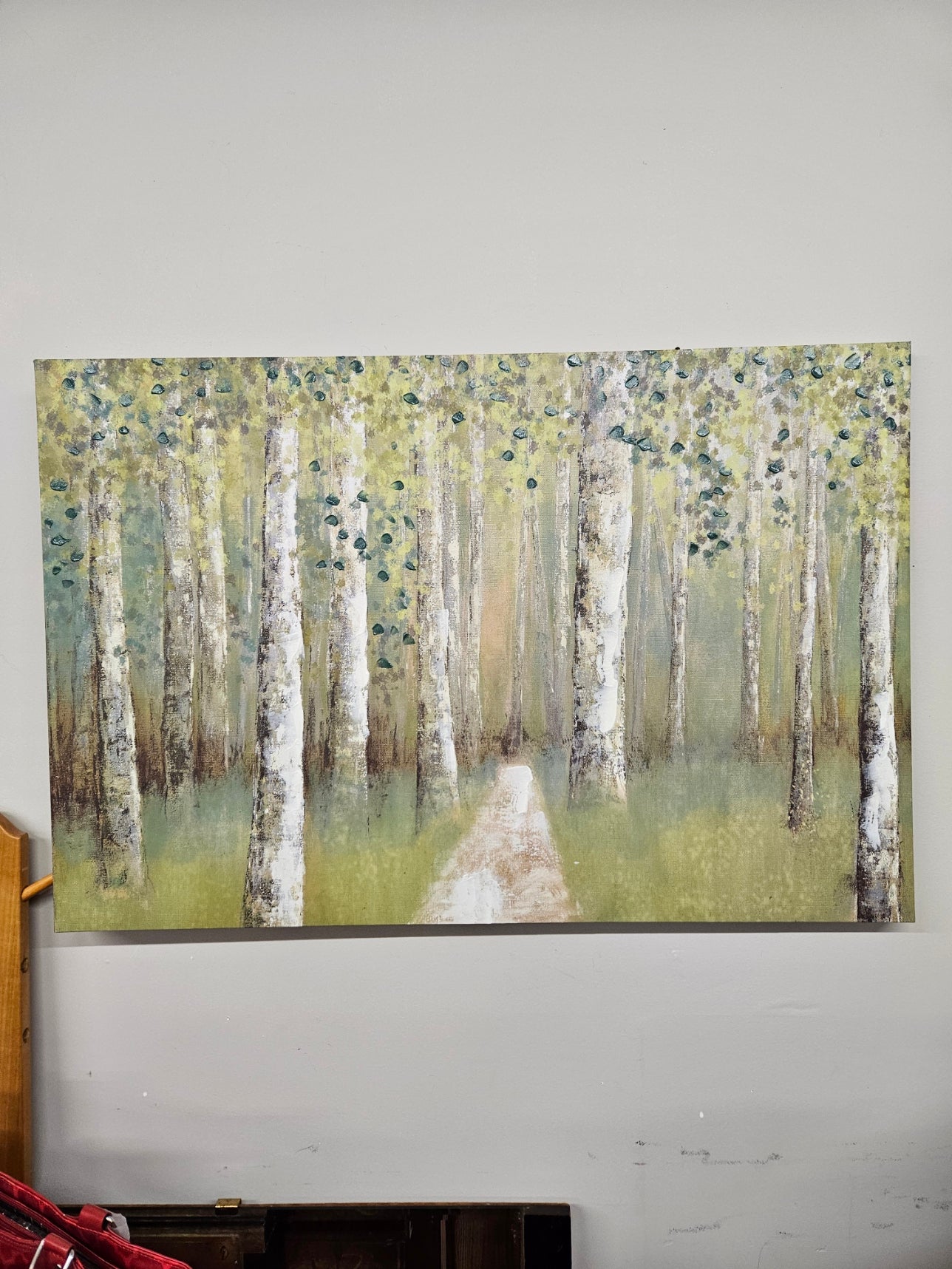 Green Canvas w/ Birch Trees