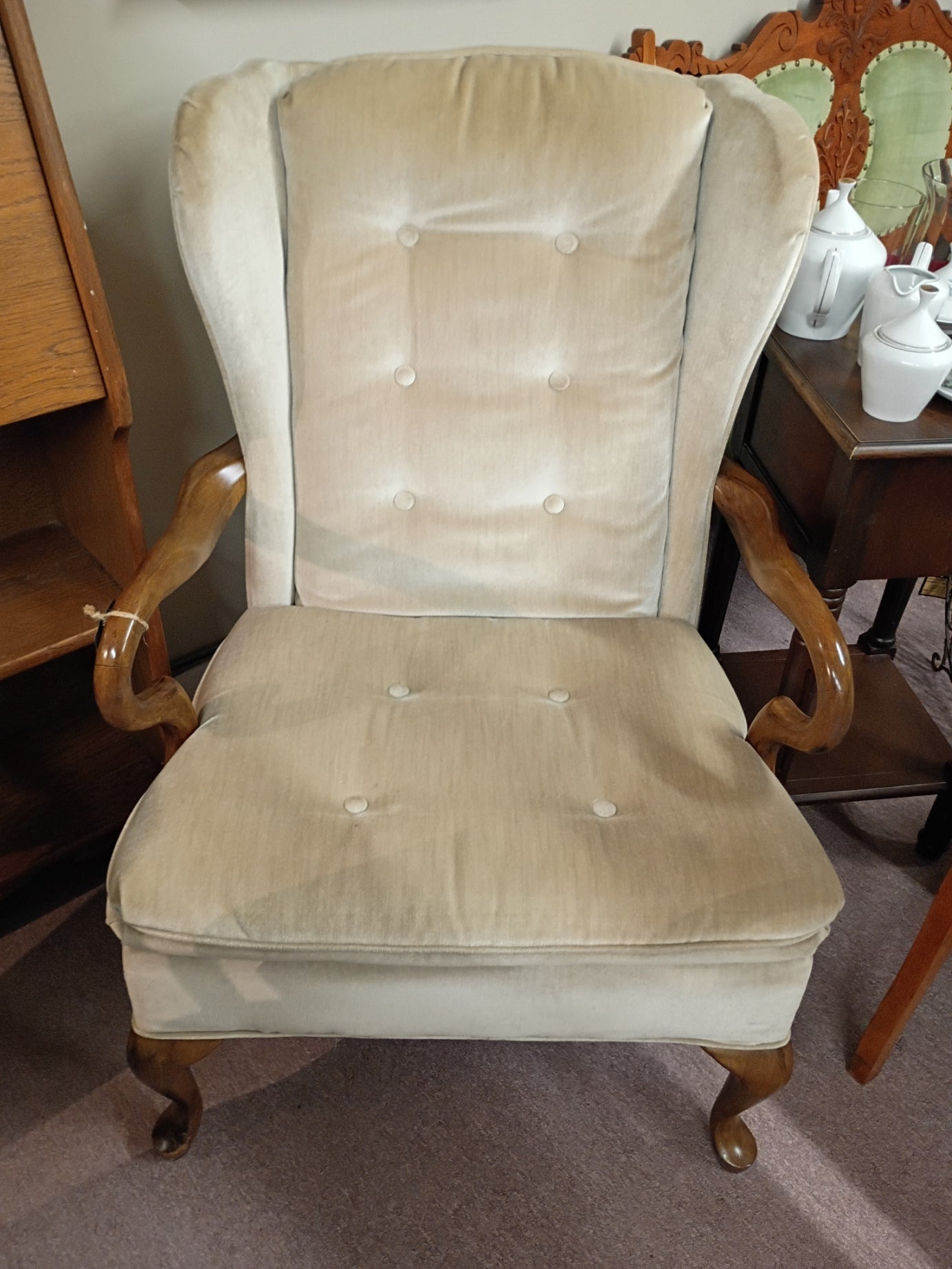 Wing Chair w/ Wooden Arms