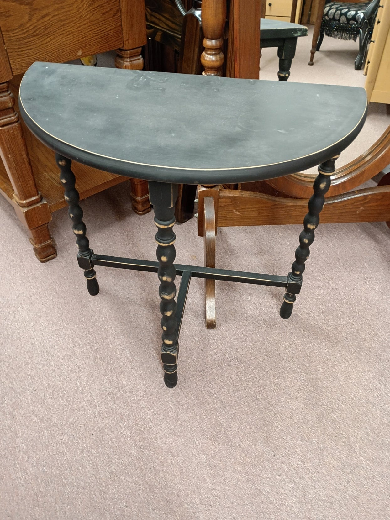 Distressed Half Moon Table