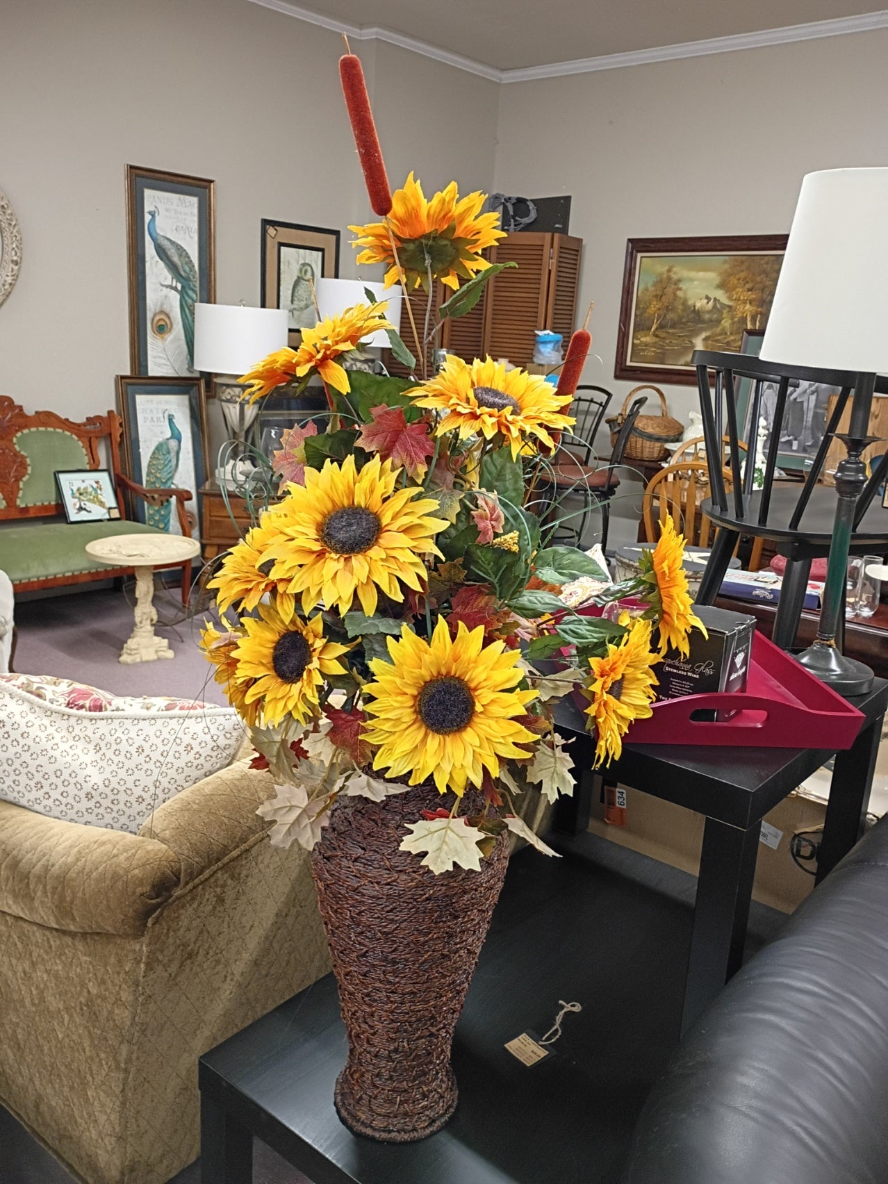 Sunflower Bouquet in Wicker Vase