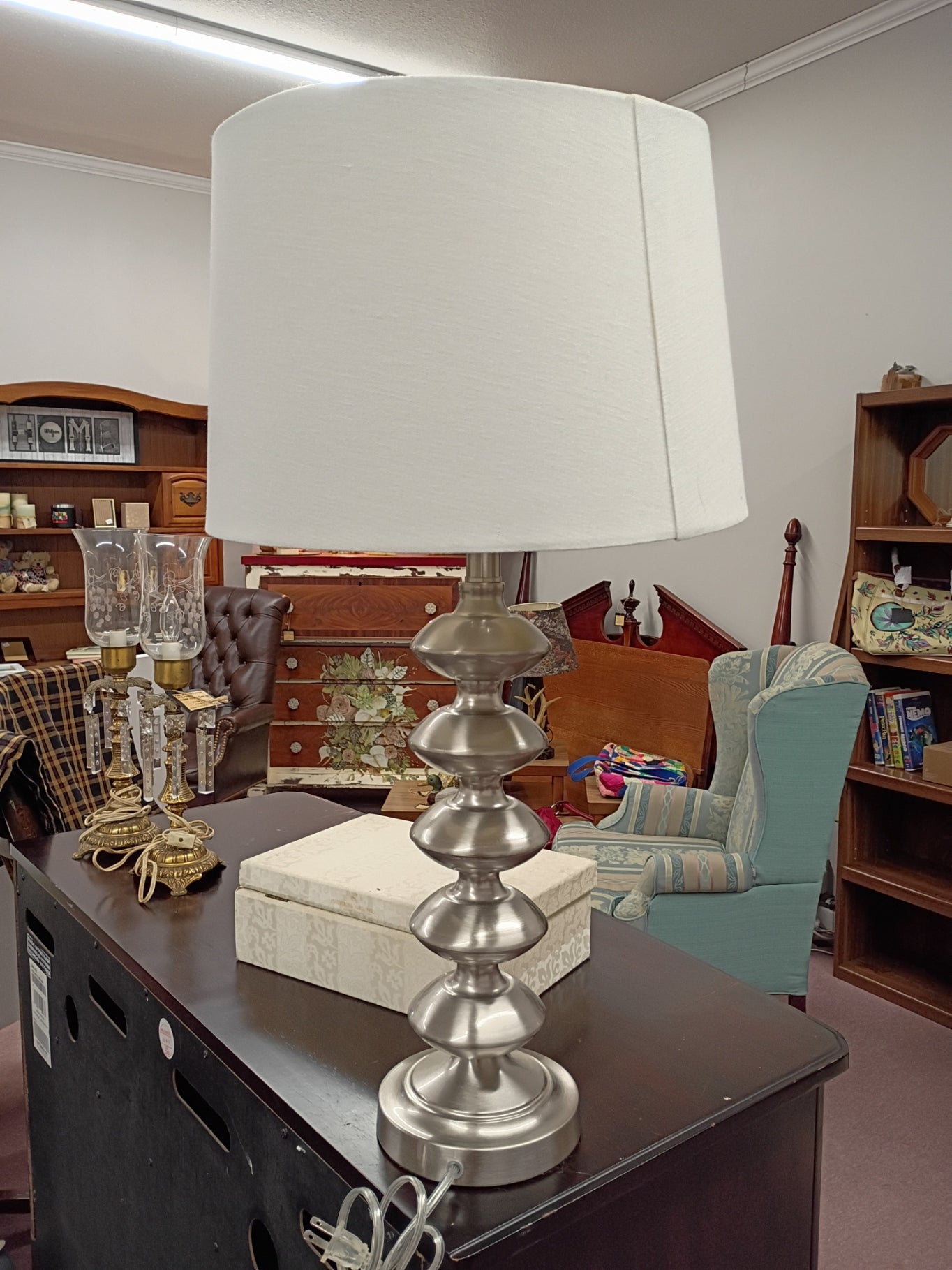 Modern Silver Lamp w/ Shade