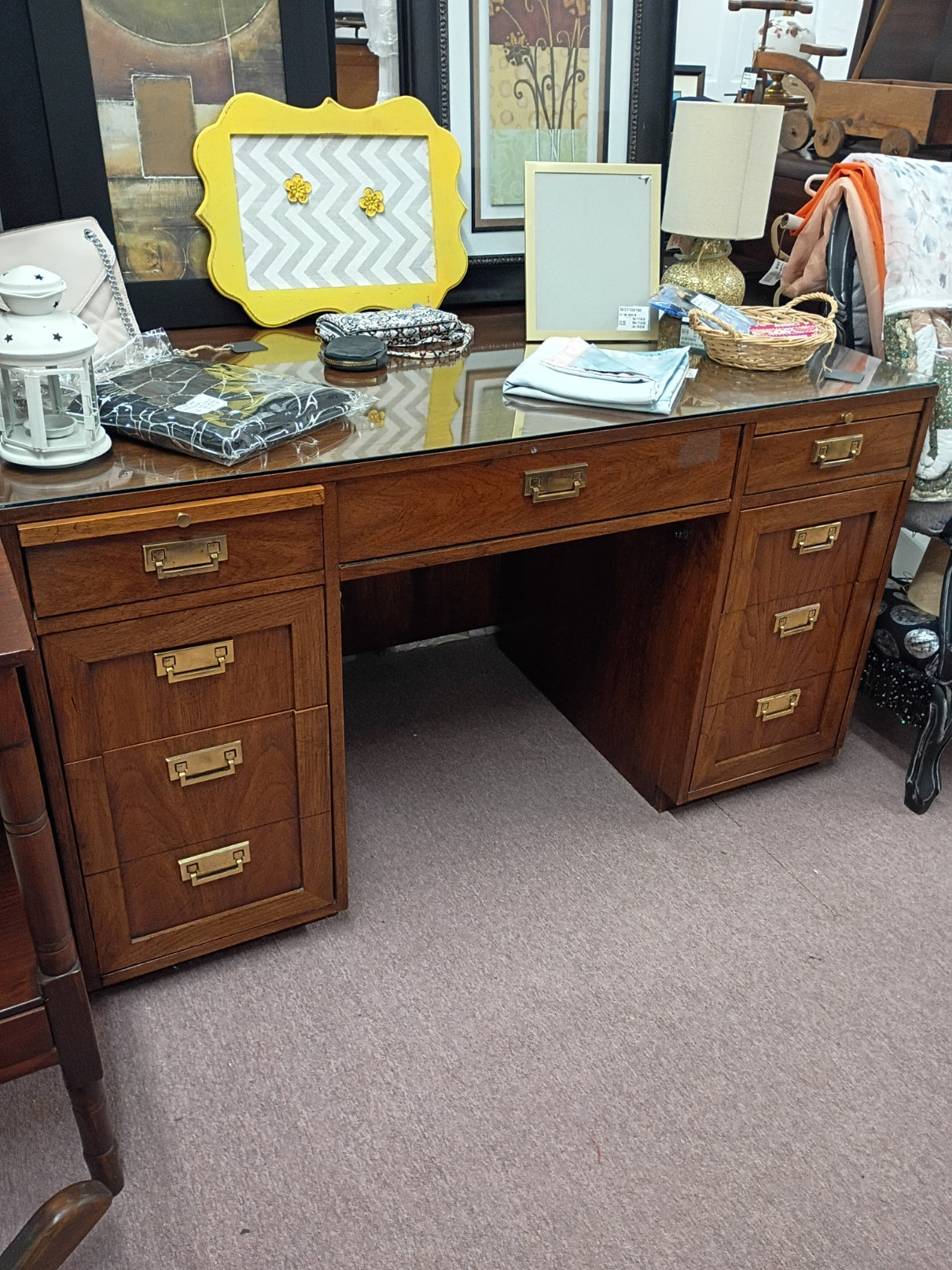 Thomasville Desk w/ Glass Topper