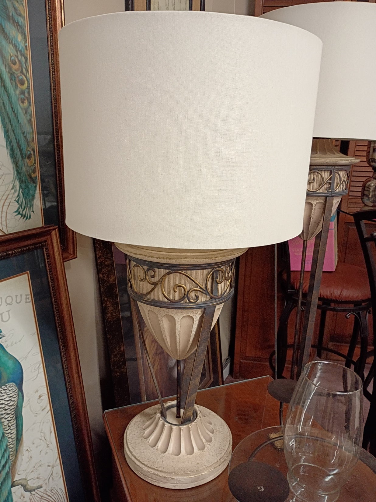 Large Ceramic and Iron Table Lamp