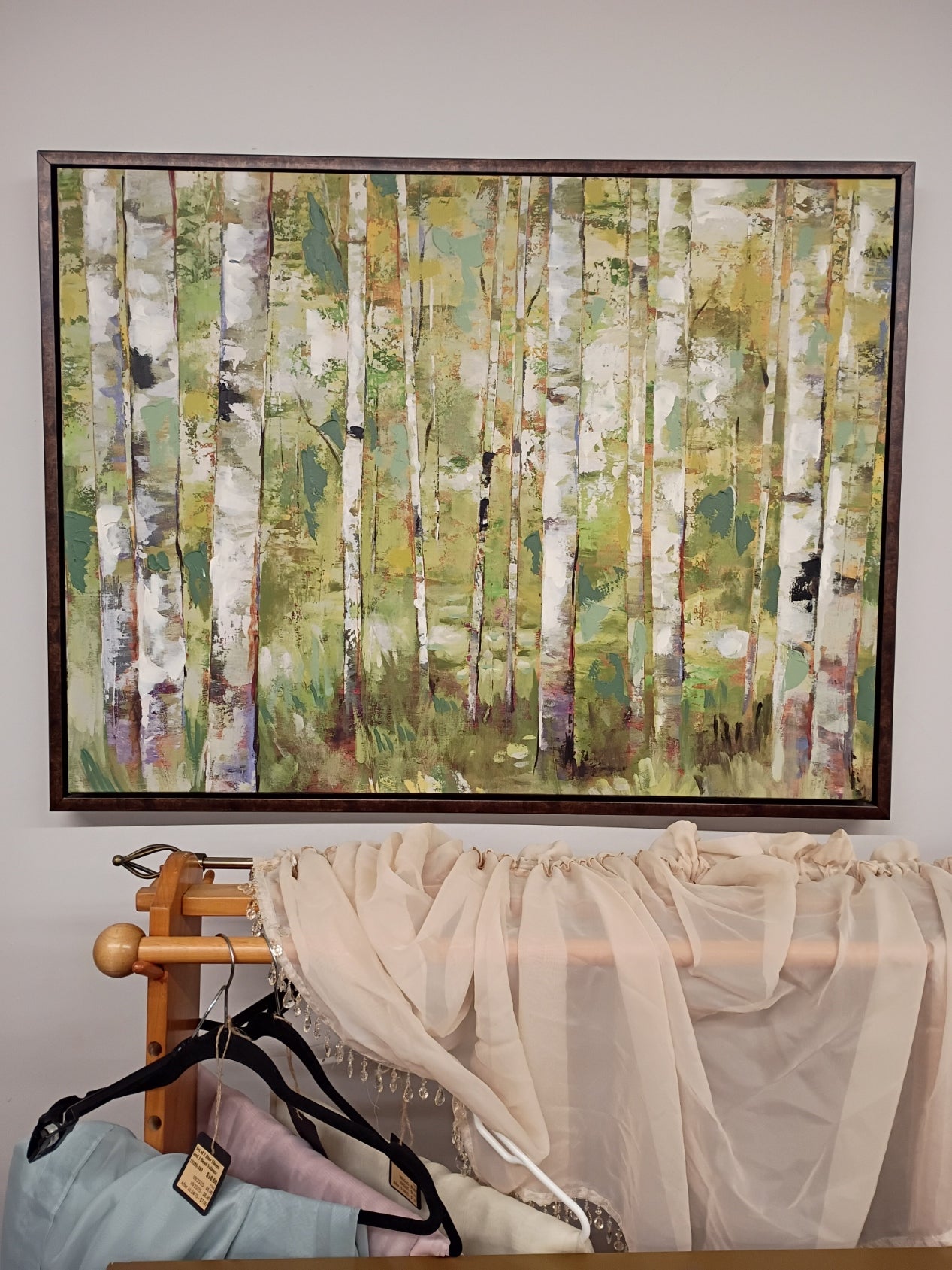 Large, Birch Tree Canvas in Floating Frame