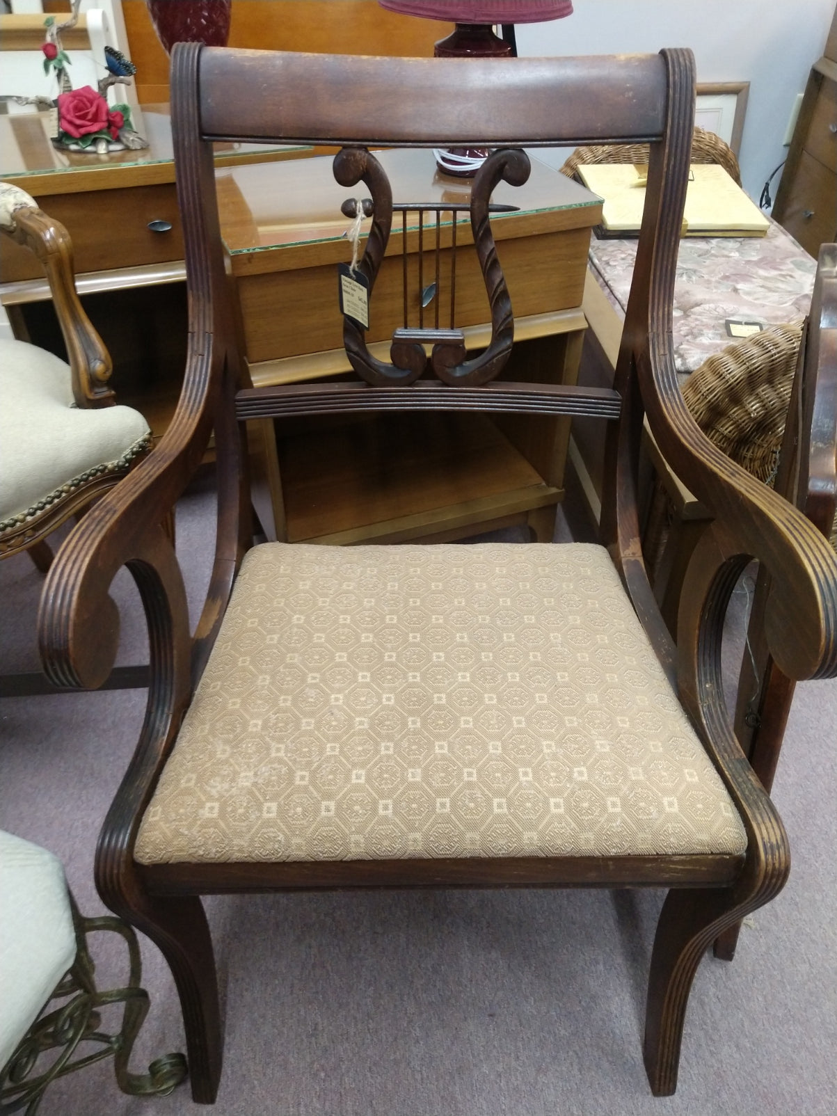 Vintage lyre best sale back chairs