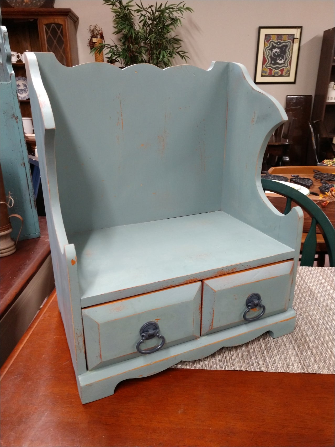 Teal Table Top Accessory w/ Drawers
