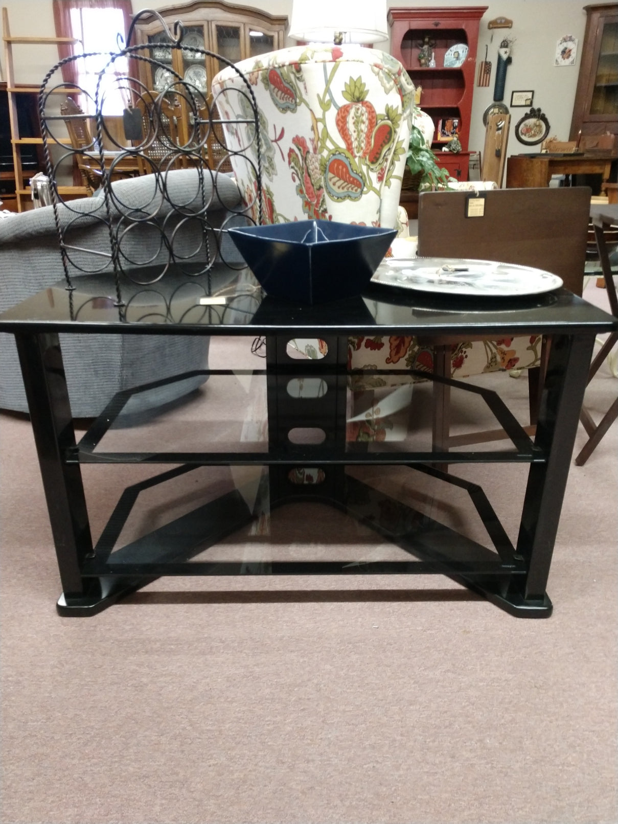 TV Stand w/ Glass Shelves