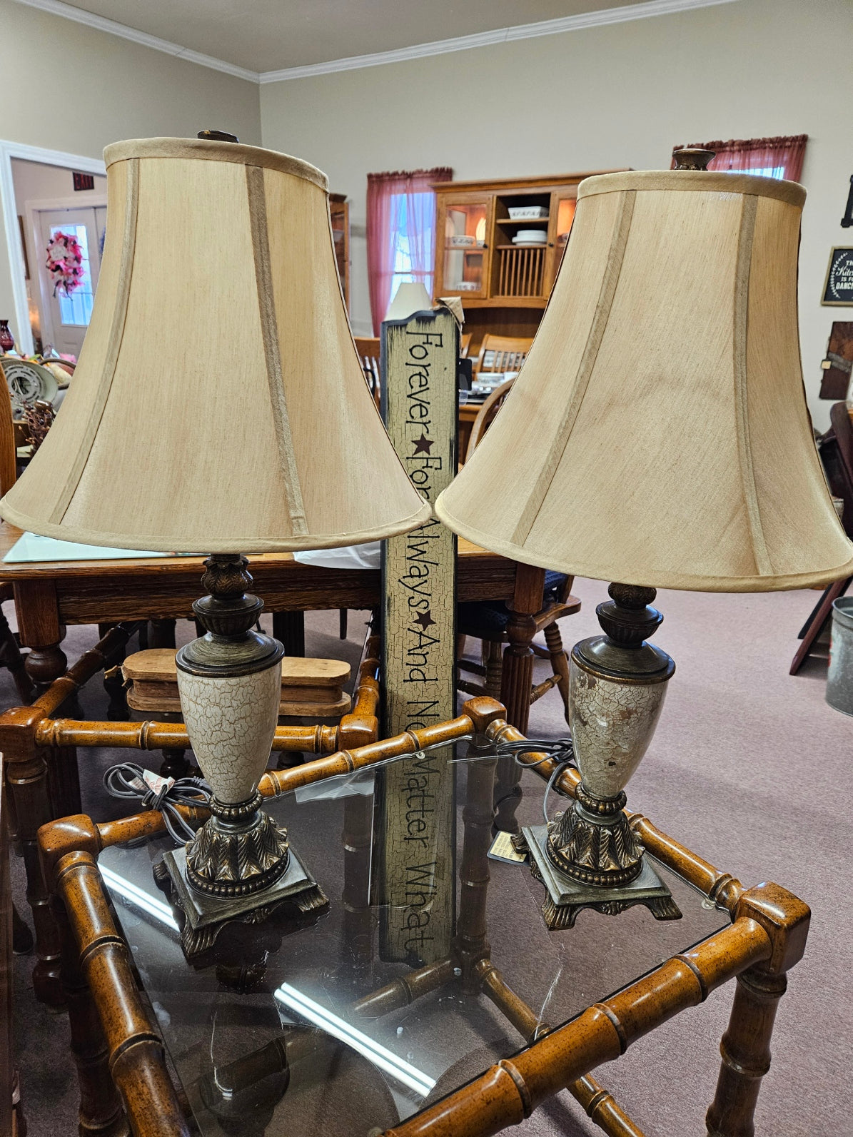 Single Metal and Glass Lamp w/ Shade