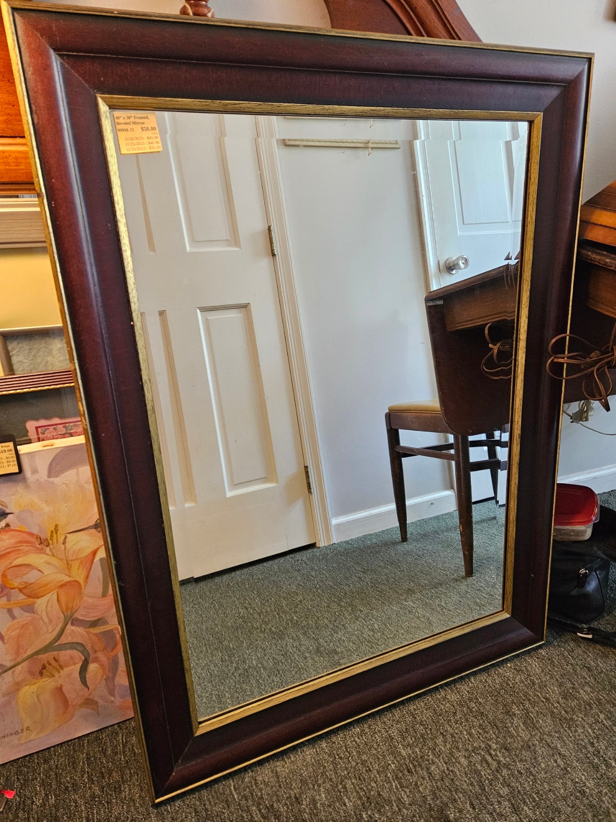 Framed, Beveled Mirror