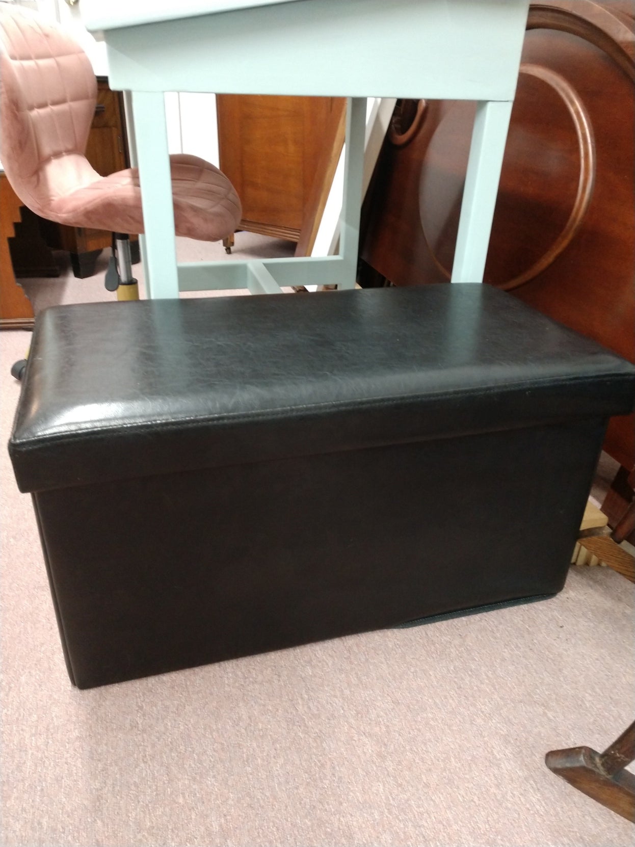 Faux Leather Storage Ottoman