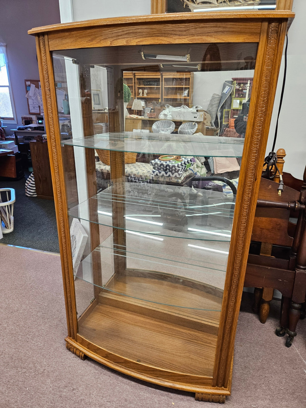 Lighted, Oak Curio Cabinet