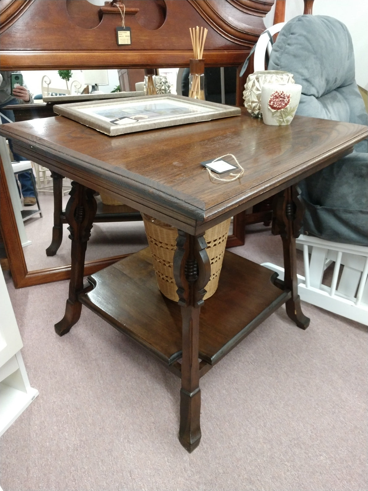 Vintage, Square Wood Side Table