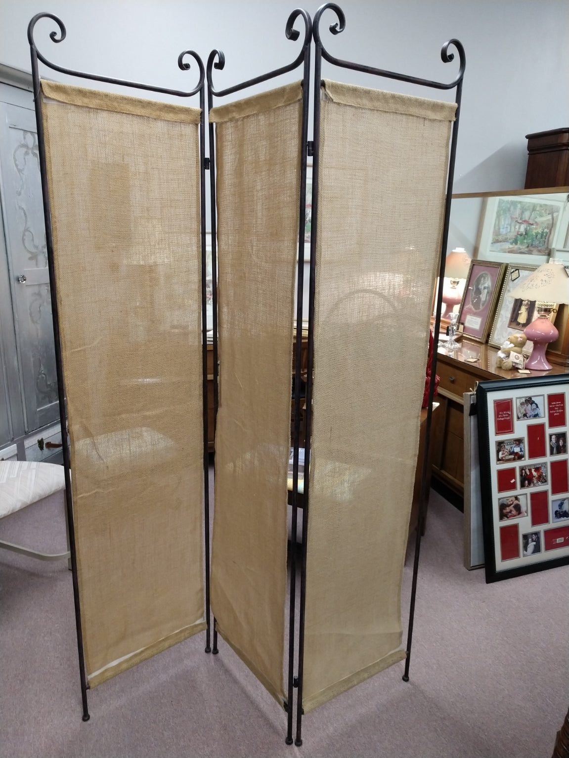 Burlap Room Divider Screen
