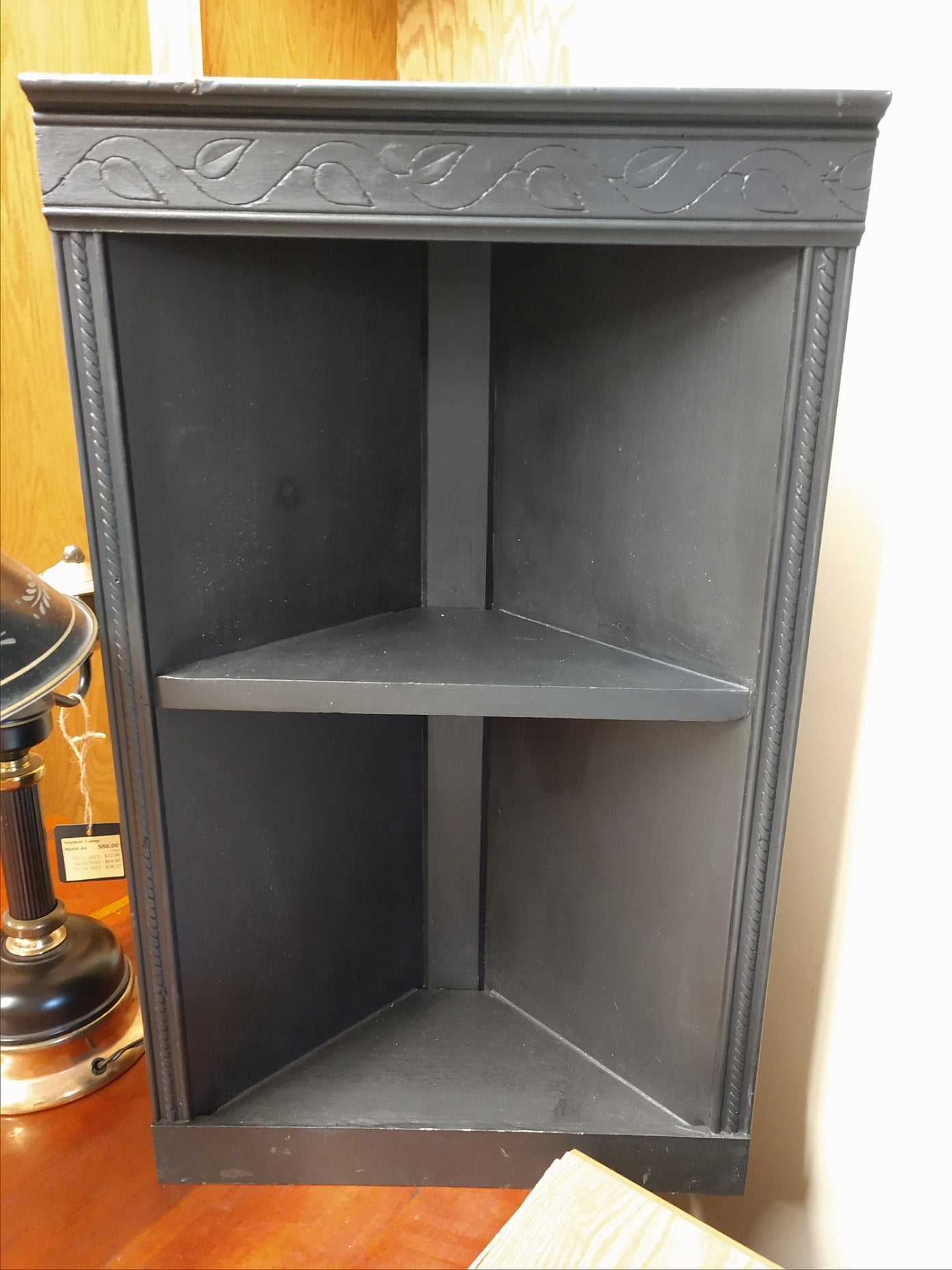 Black, Hanging Corner Shelf