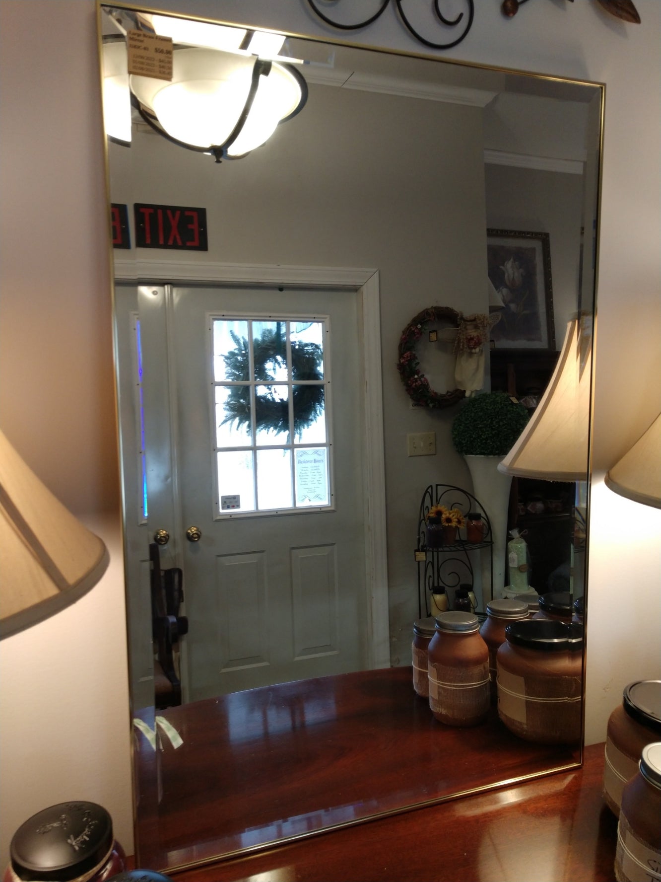 Brass Framed, Beveled Mirror