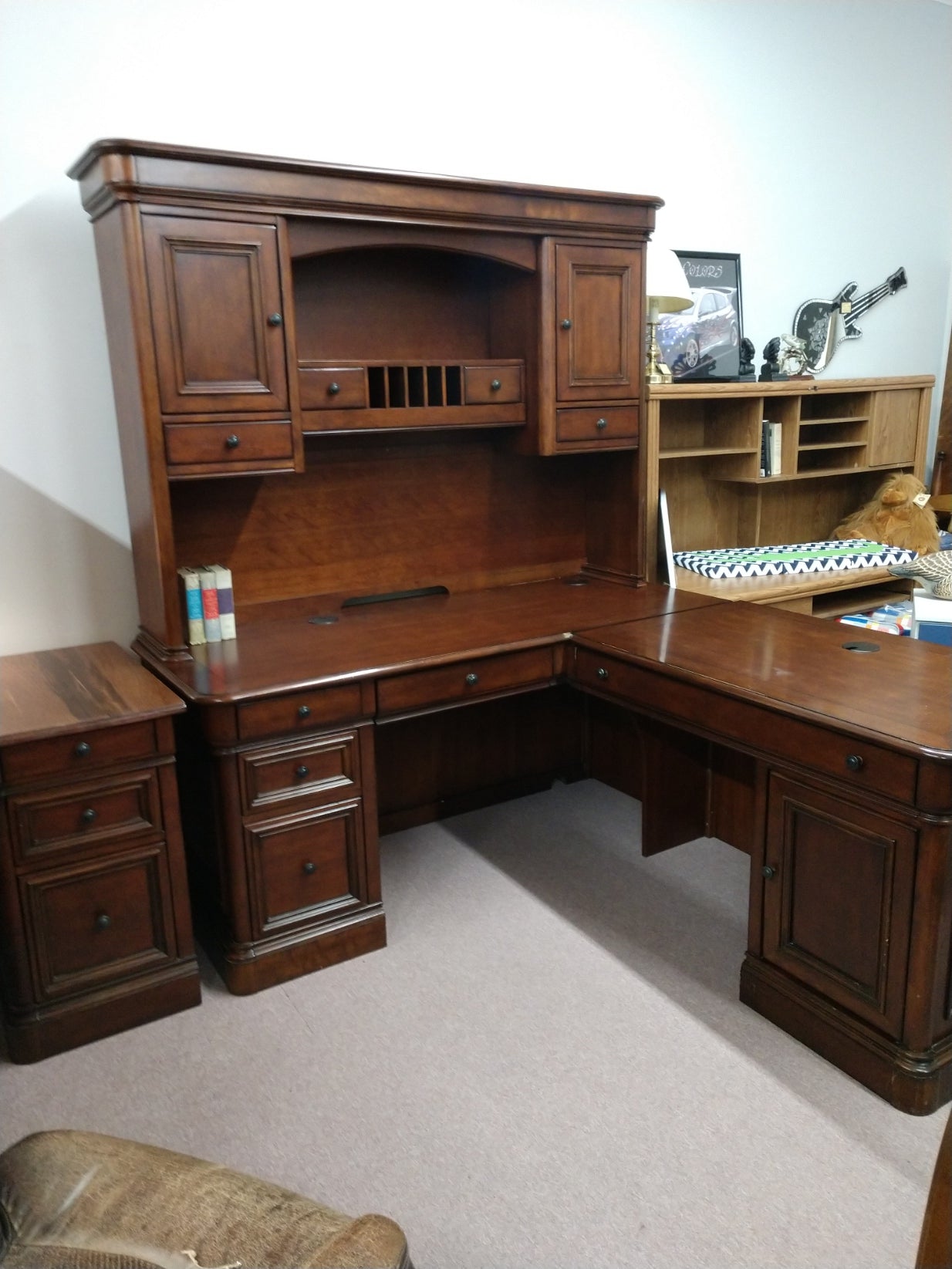 L-Shaped Executive Desk w/ Printer Stand