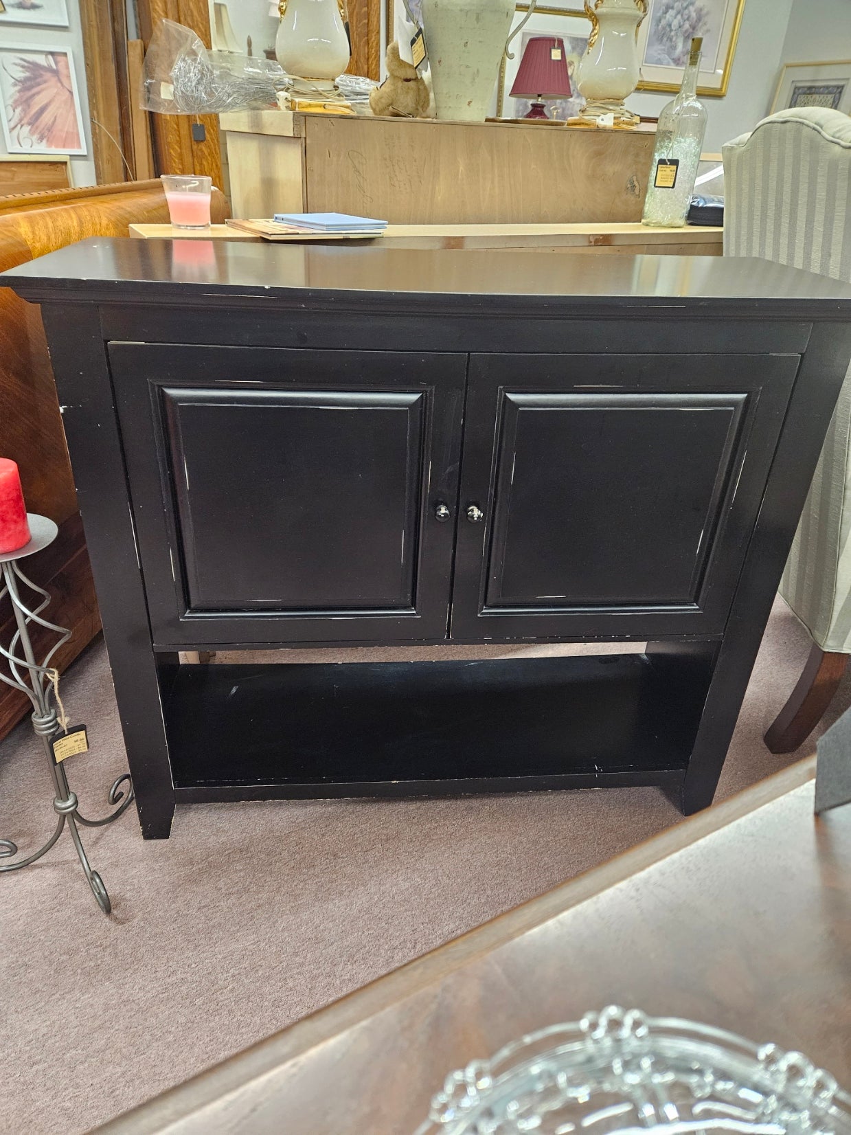 Black, Primitive TV Stand
